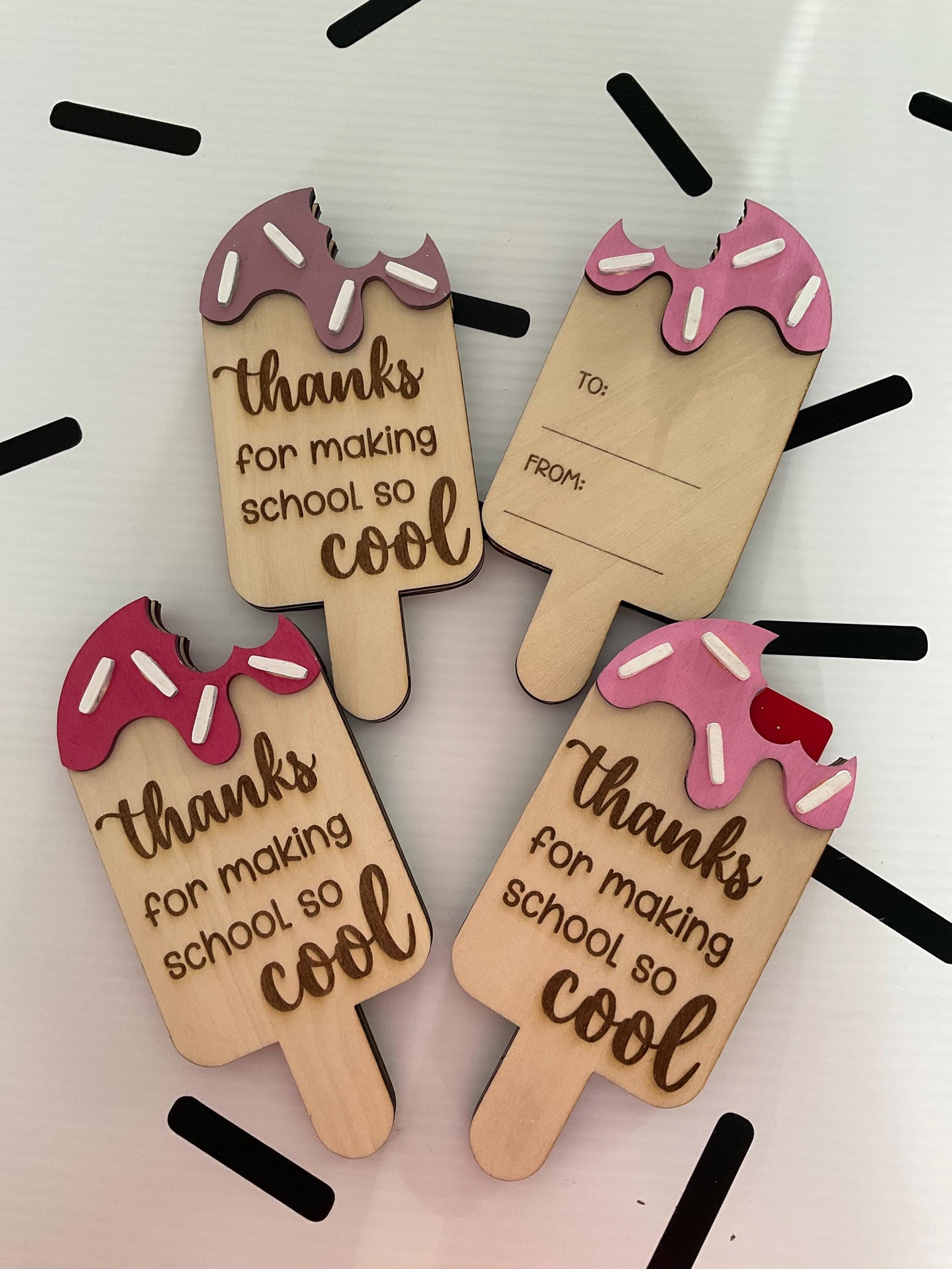 “Popsicle gift card holder for teachers – You’re one cool teacher”

“End-of-year teacher appreciation gift – custom popsicle card holder”

“Handmade popsicle-shaped gift card holder teacher thank you”