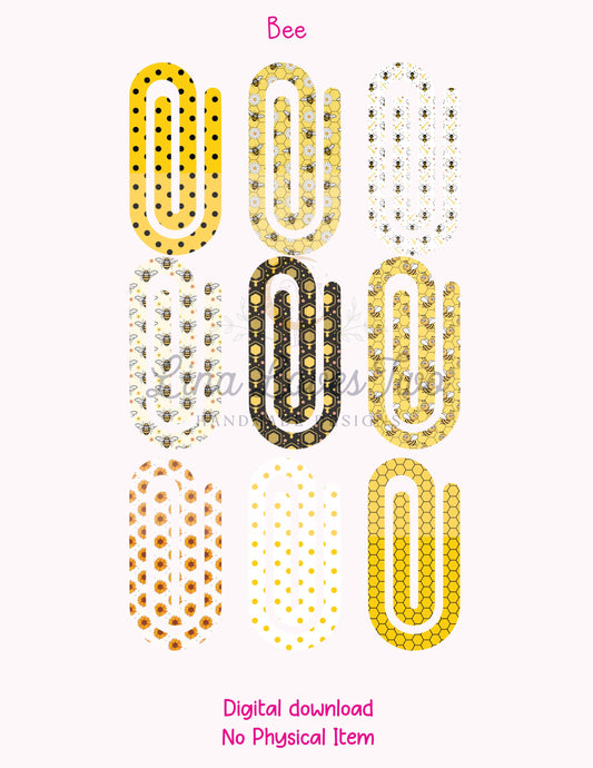 Bee Theme Jumbo Paperclip PNG – Sublimation | Cute Honeybee Digital Design | Bumble Bee PNG for Gifts | Paperclips PNG | Instant Download