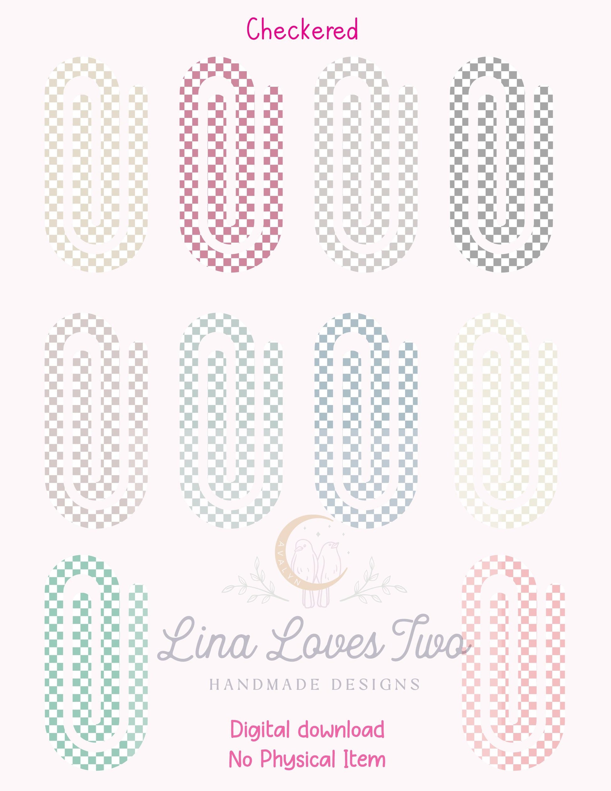 Pastel Gingham Jumbo Paperclip : Bookmark Design ( ) by Lina Loves Two, handmade in Los Angeles CA