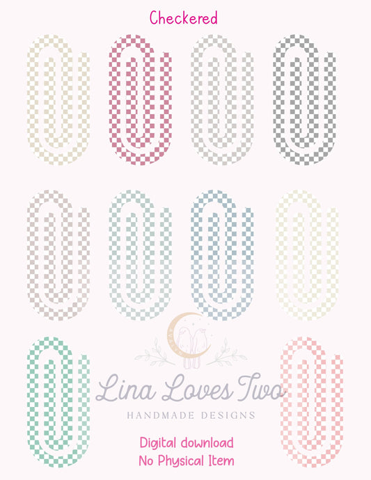 Pastel Gingham Jumbo Paperclip : Bookmark Design ( ) by Lina Loves Two, handmade in Los Angeles CA