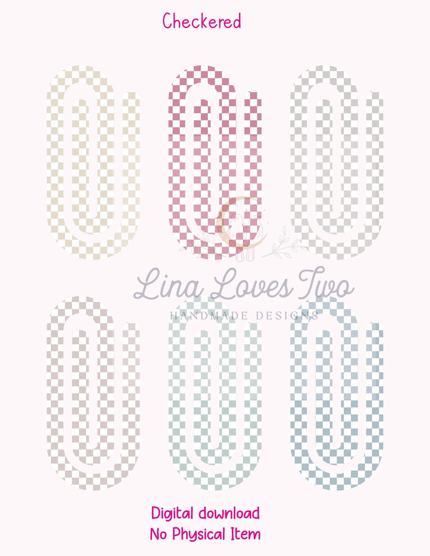 Pastel Gingham Jumbo Paperclip : Bookmark Design ( ) by Lina Loves Two, handmade in Los Angeles CA