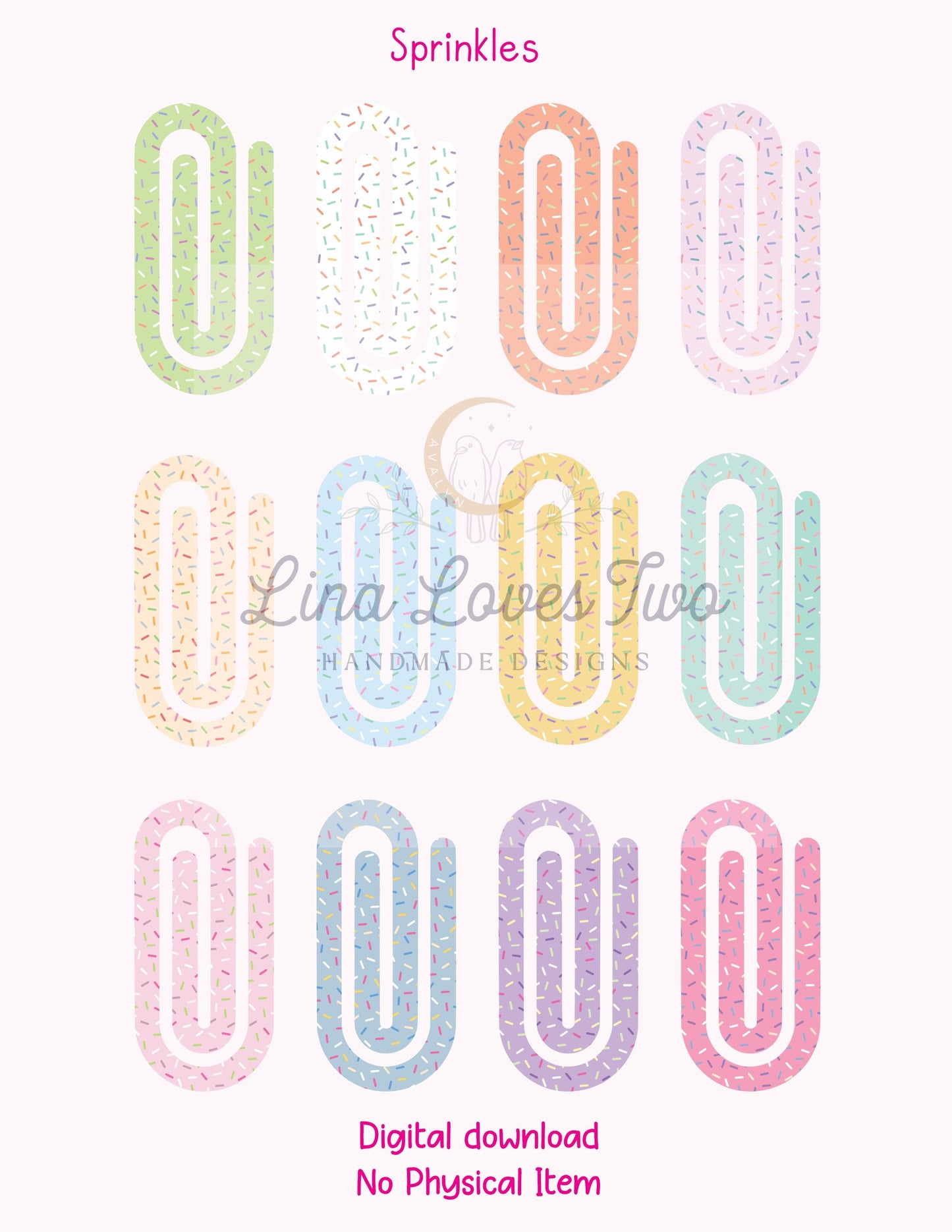 Pastel Sprinkles Jumbo Paperclip : Kawaii Bookmark Design ( ) by Lina Loves Two, handmade in Los Angeles CA