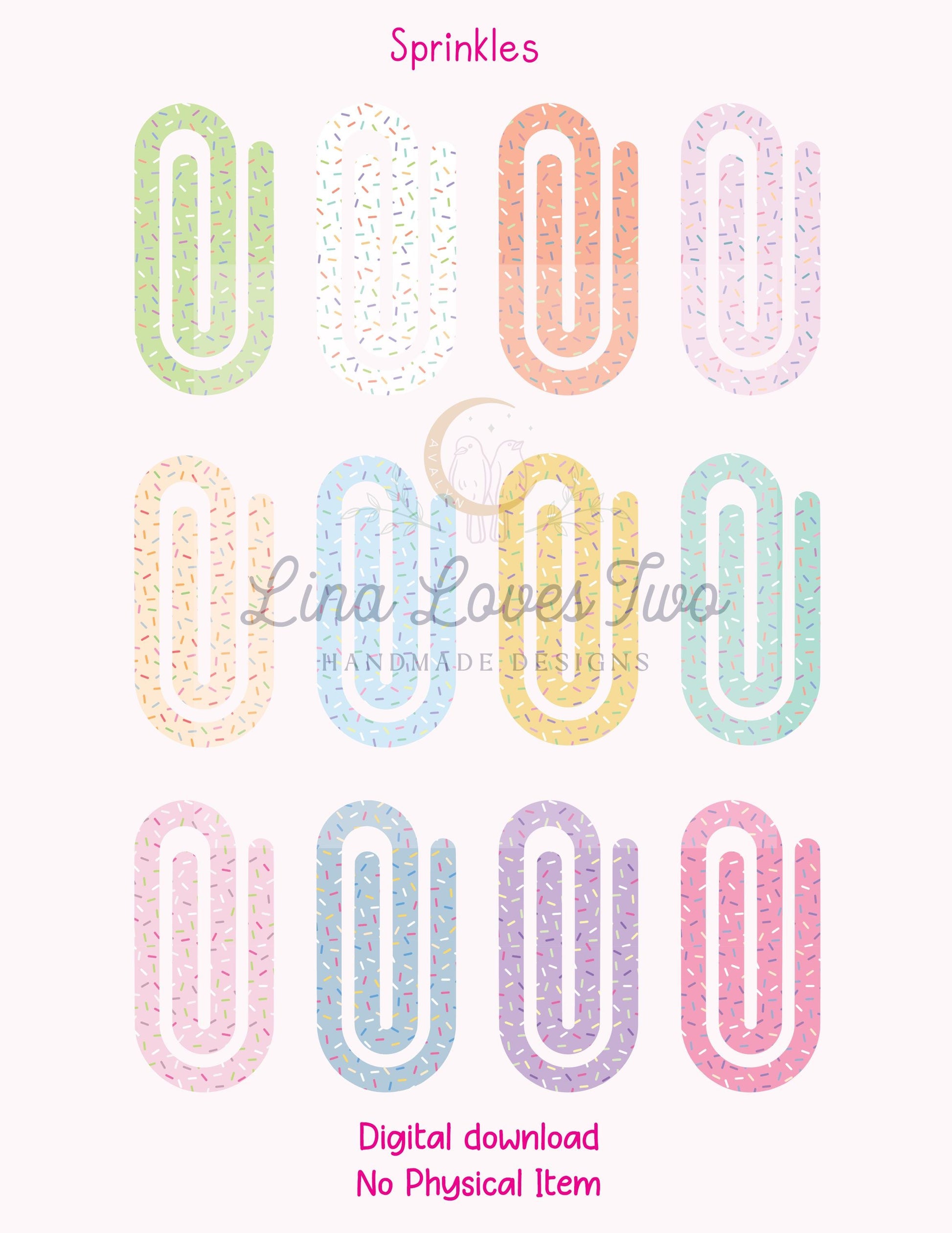 Pastel Sprinkles Jumbo Paperclip : Kawaii Bookmark Design ( ) by Lina Loves Two, handmade in Los Angeles CA