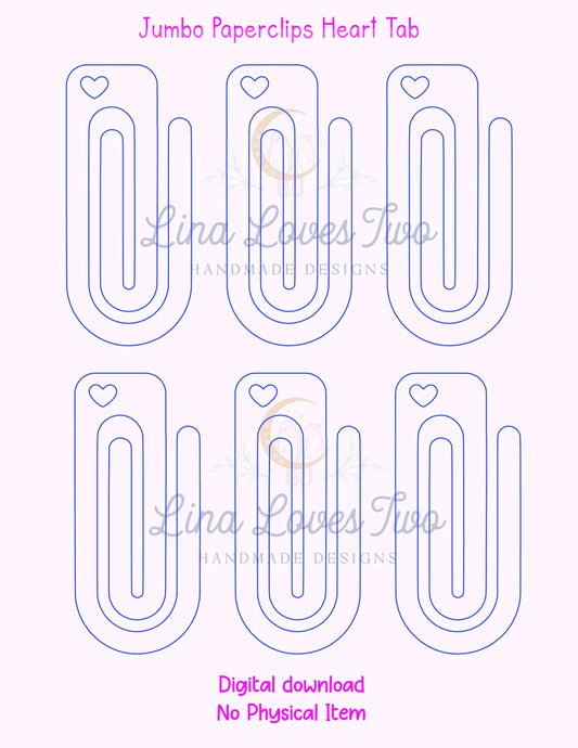 Jumbo Paperclip Heart Bookmark Template: Laser & Vinyl Cut File ( File) by Lina Loves Two, handmade in Los Angeles CA