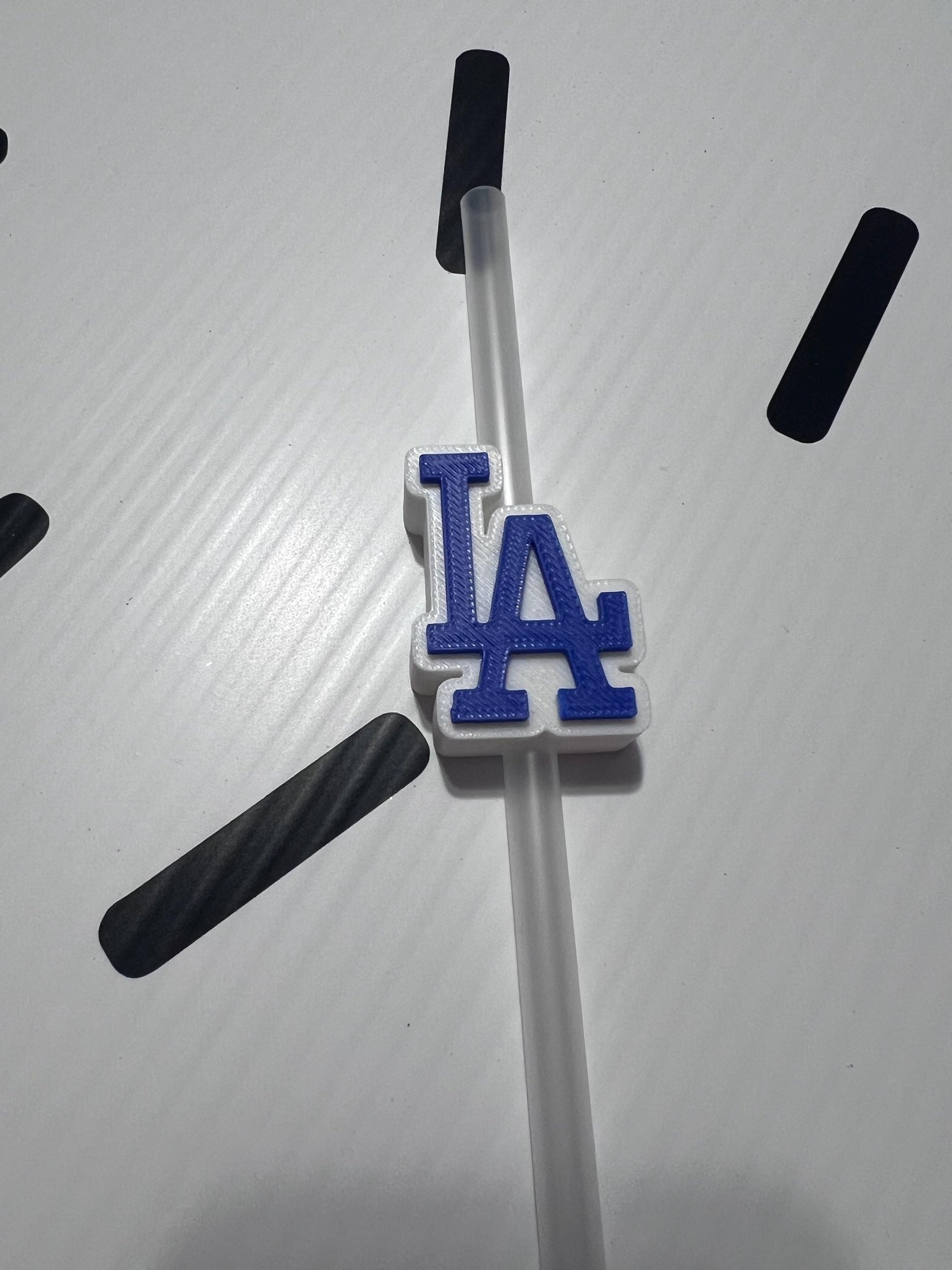LA Logo Straw Topper: Baseball Fan Cup Charm by Lina Loves Two, handmade in Los Angeles CA