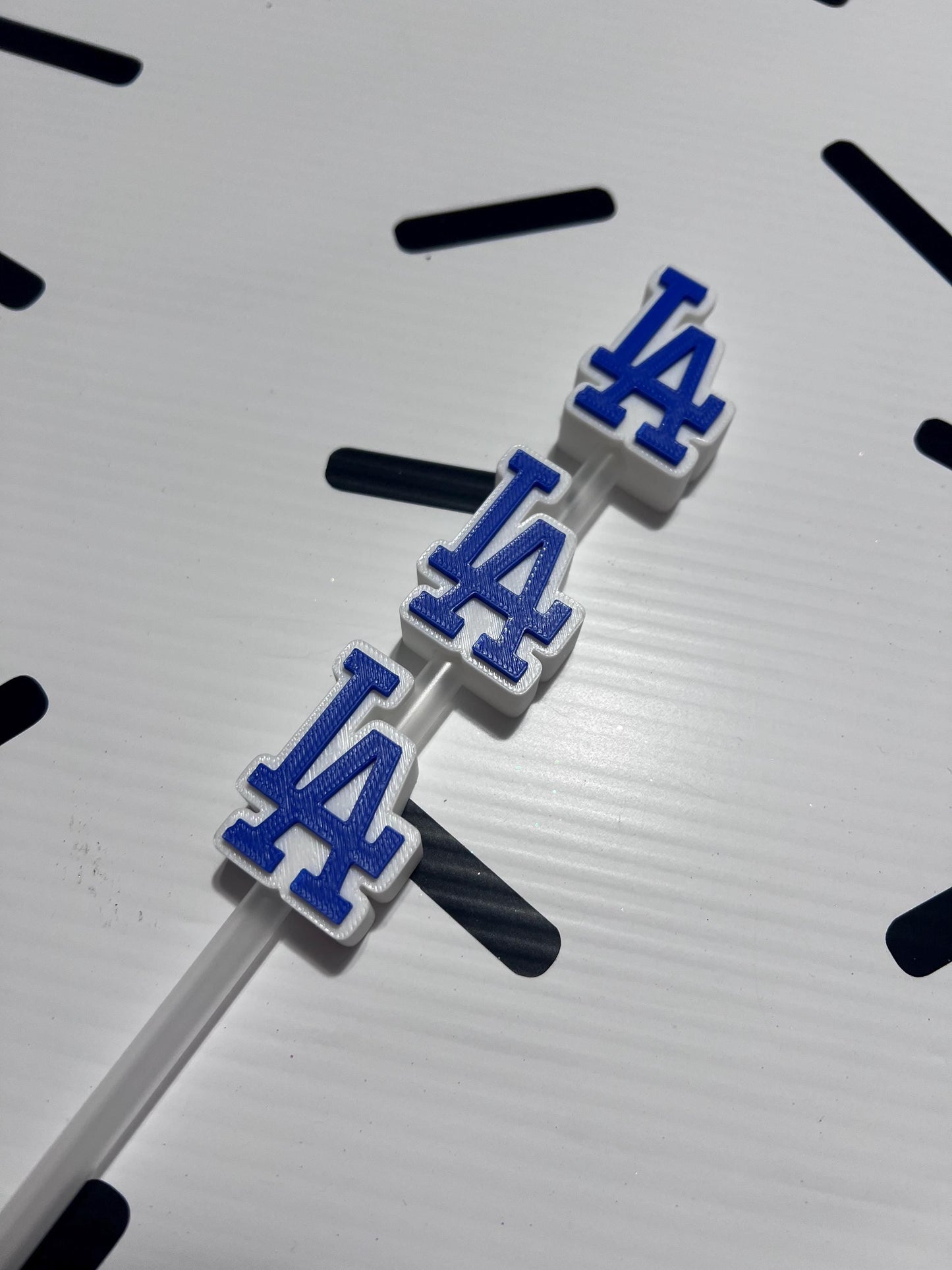 LA Logo Straw Topper: Baseball Fan Cup Charm by Lina Loves Two, handmade in Los Angeles CA