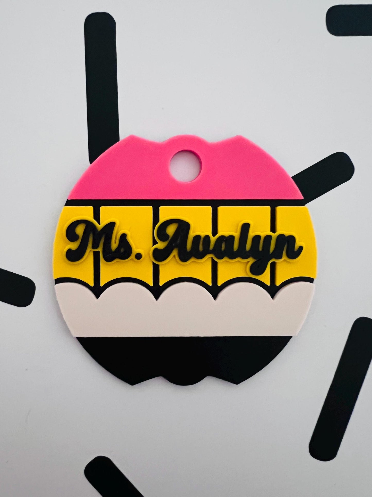 Personalized 3D Pencil Name Topper: Stanley 40oz H2.0 Quencher by Lina Loves Two, handmade in Los Angeles CA