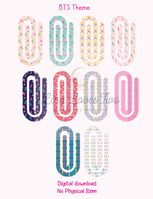 Back to School Jumbo Paperclip PNG – Sublimation Clipart | Back to School Jumbo Paperclip Sublimation | Back to School Theme Paperclips