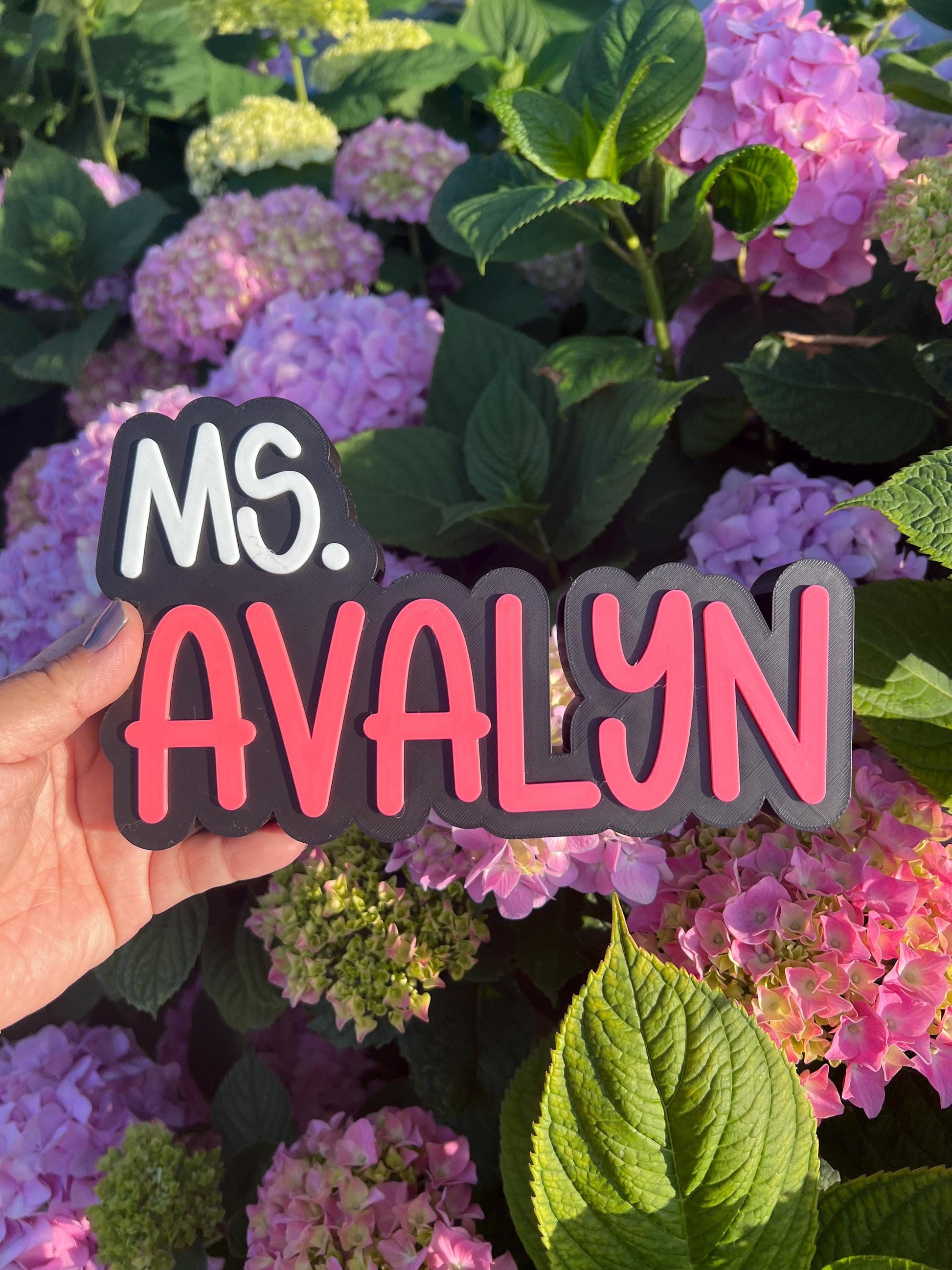 Personalized 3D Teacher Desk Name Sign: Custom Classroom Decor by Lina Loves Two, handmade in Los Angeles CA