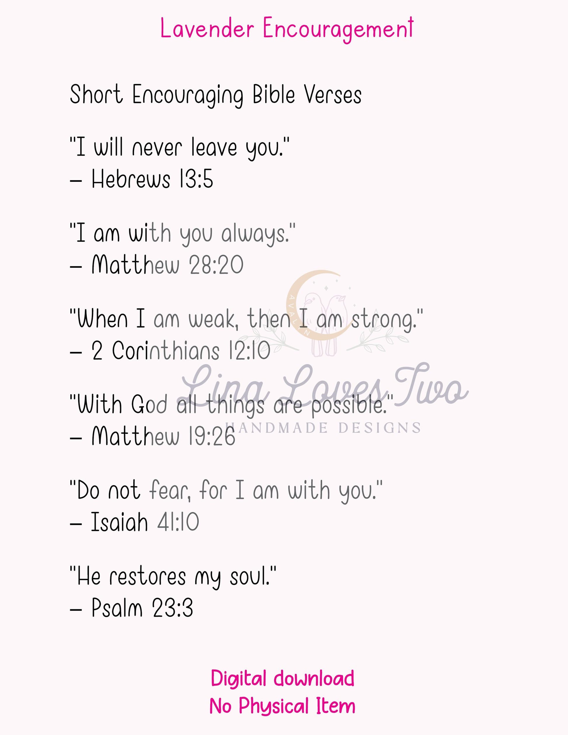 Lavender Scripture About Encouragement Jumbo Paperclip PNG | Christian Sublimation Clipart for Jumbo Paperclip PNG | Faith | Lavender Theme