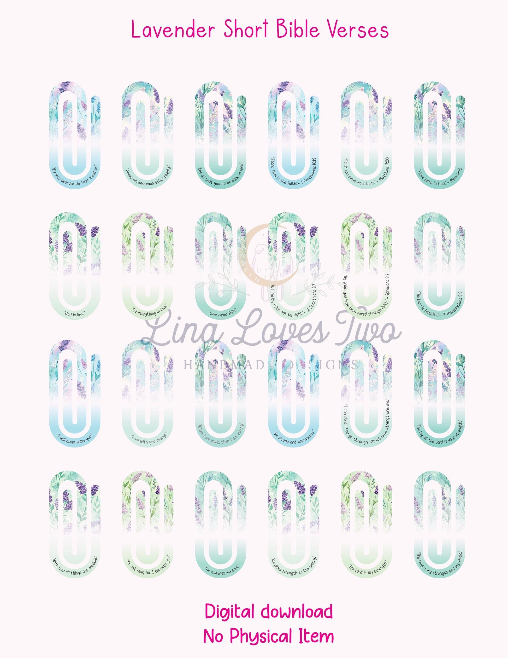 Lavender Scriptures Jumbo Paperclip PNG | Christian Sublimation for Jumbo Paperclip PNG | Faith | Lavender Theme | Short Bible Verses