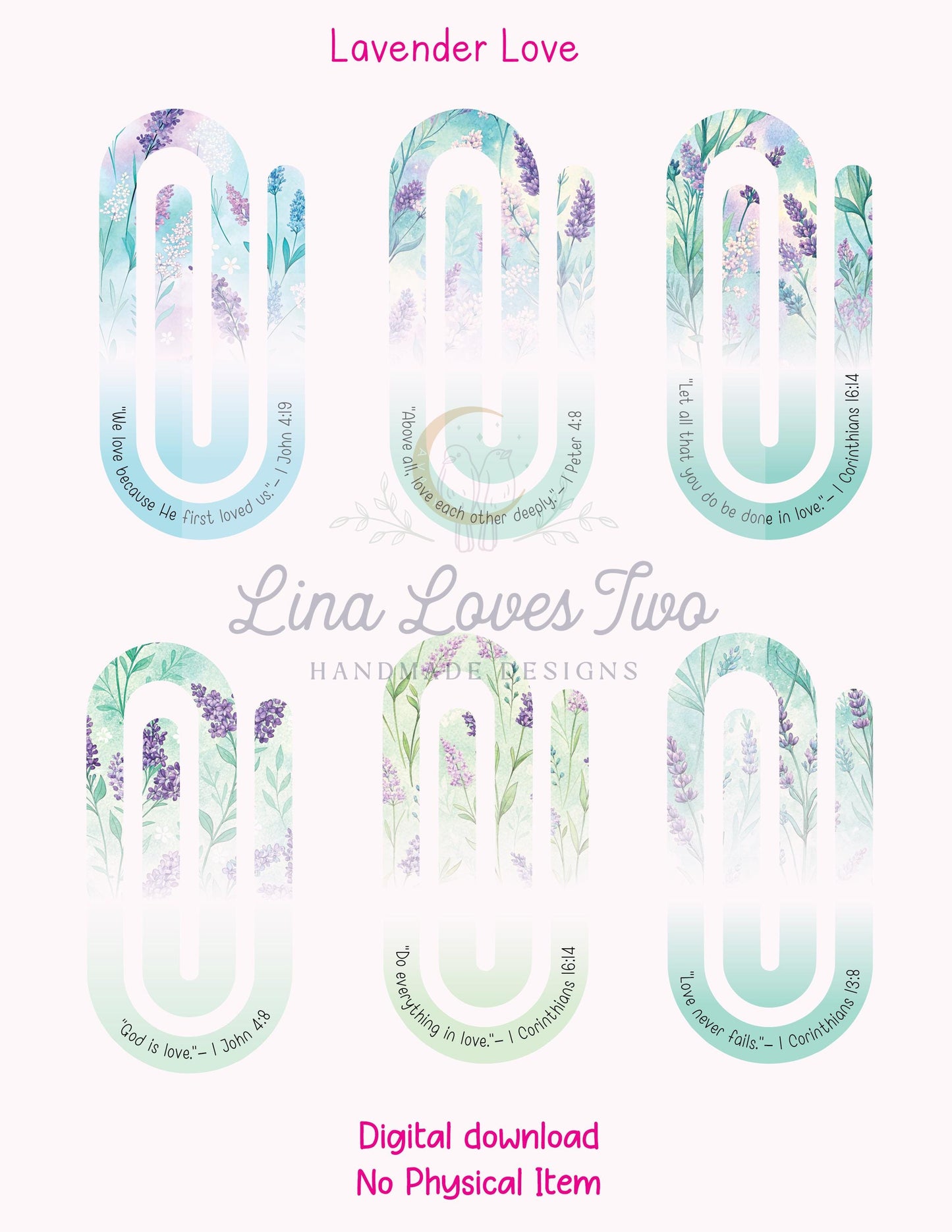 Lavender Scriptures Jumbo Paperclip PNG | Christian Sublimation for Jumbo Paperclip PNG | Faith | Lavender Theme | Short Bible Verses