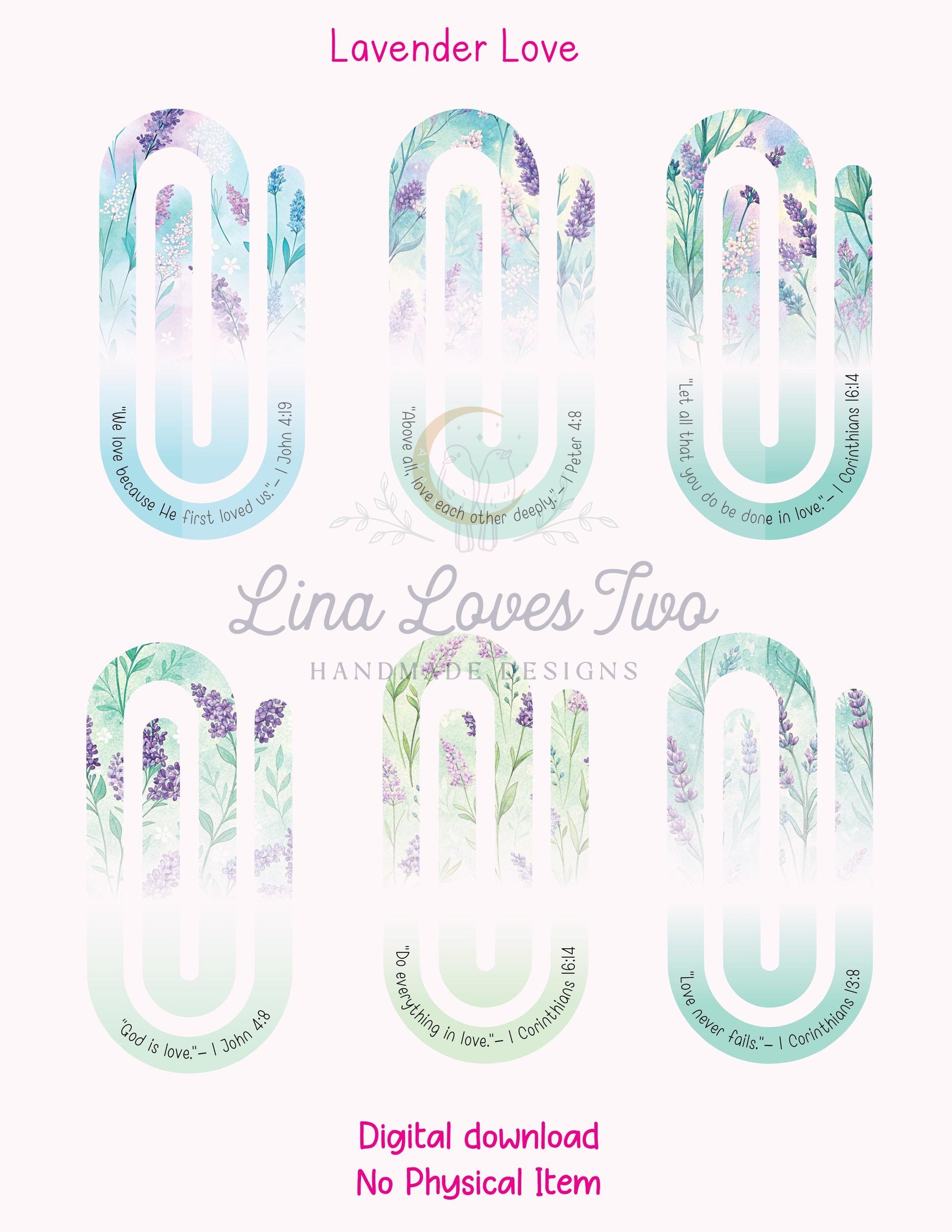 Lavender Scriptures Jumbo Paperclip PNG | Christian Sublimation for Jumbo Paperclip PNG | Faith | Lavender Theme | Short Bible Verses