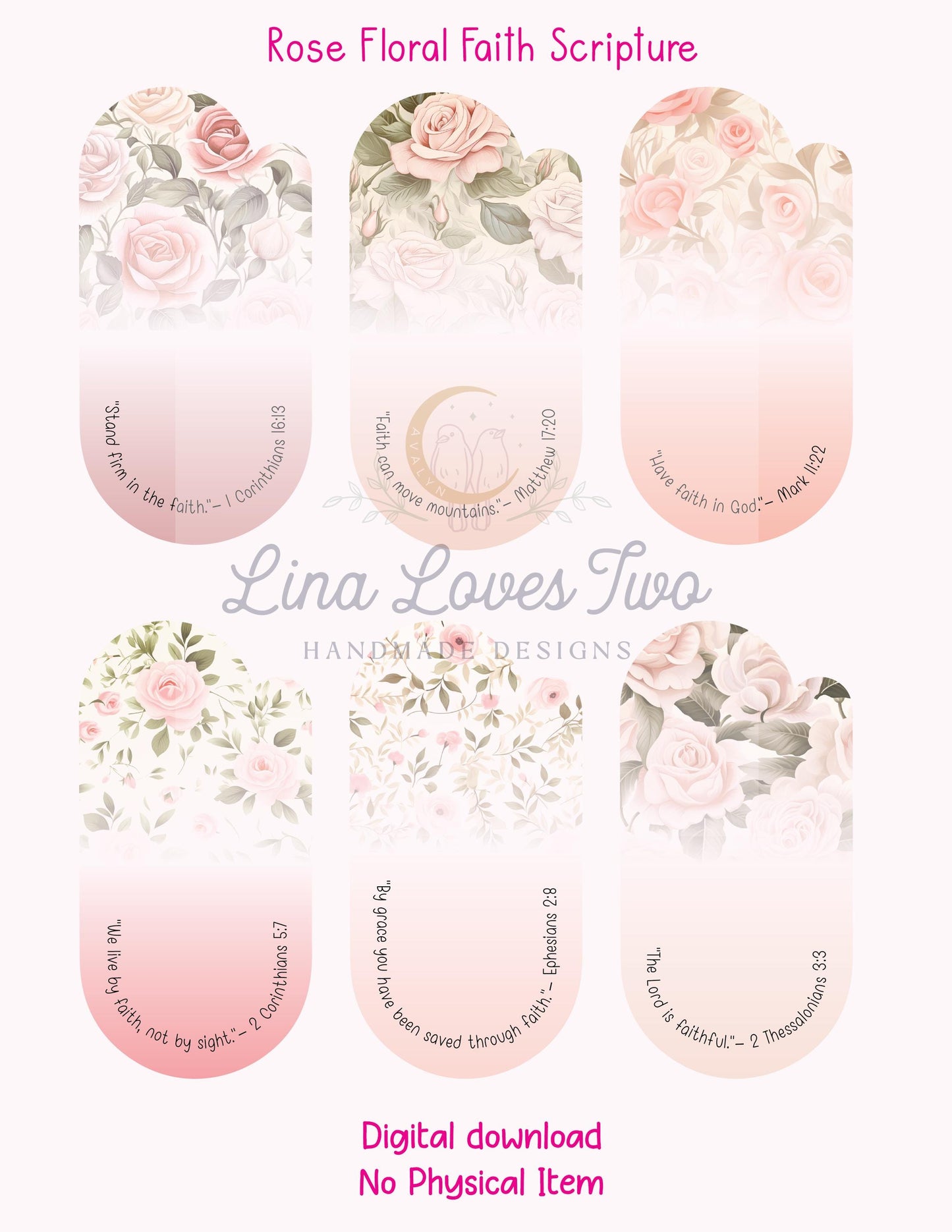 Pink Roses Scripture Jumbo Paperclip : Christian ( ) by Lina Loves Two, handmade in Los Angeles CA