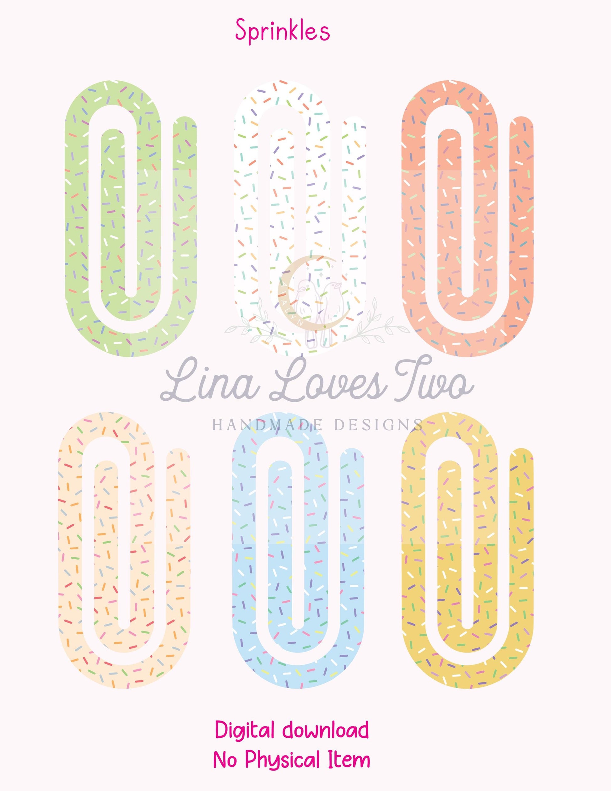 Pastel Sprinkles Jumbo Paperclip : Kawaii Bookmark Design ( ) by Lina Loves Two, handmade in Los Angeles CA