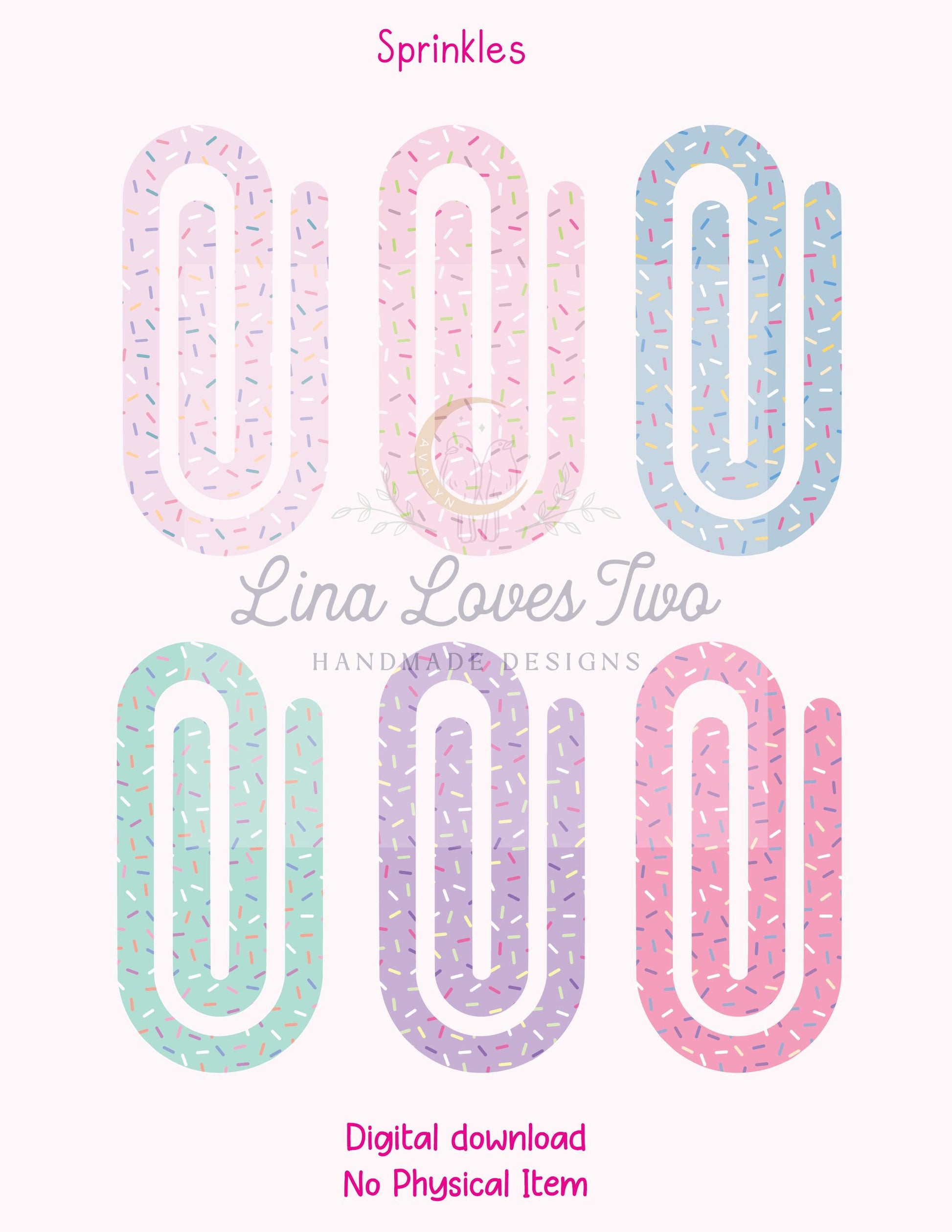 Pastel Sprinkles Jumbo Paperclip : Kawaii Bookmark Design ( ) by Lina Loves Two, handmade in Los Angeles CA