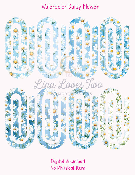 Watercolor Daisies Jumbo Paperclip : Floral ( ) by Lina Loves Two, handmade in Los Angeles CA