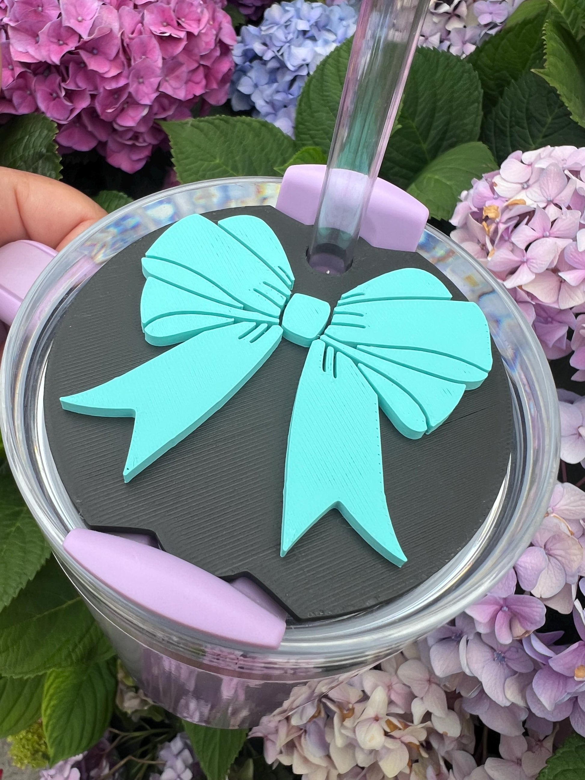 3D Printed Coquette Bow Straw Topper: Girly Stanley Tumbler Accessory by Lina Loves Two, handmade in Los Angeles CA