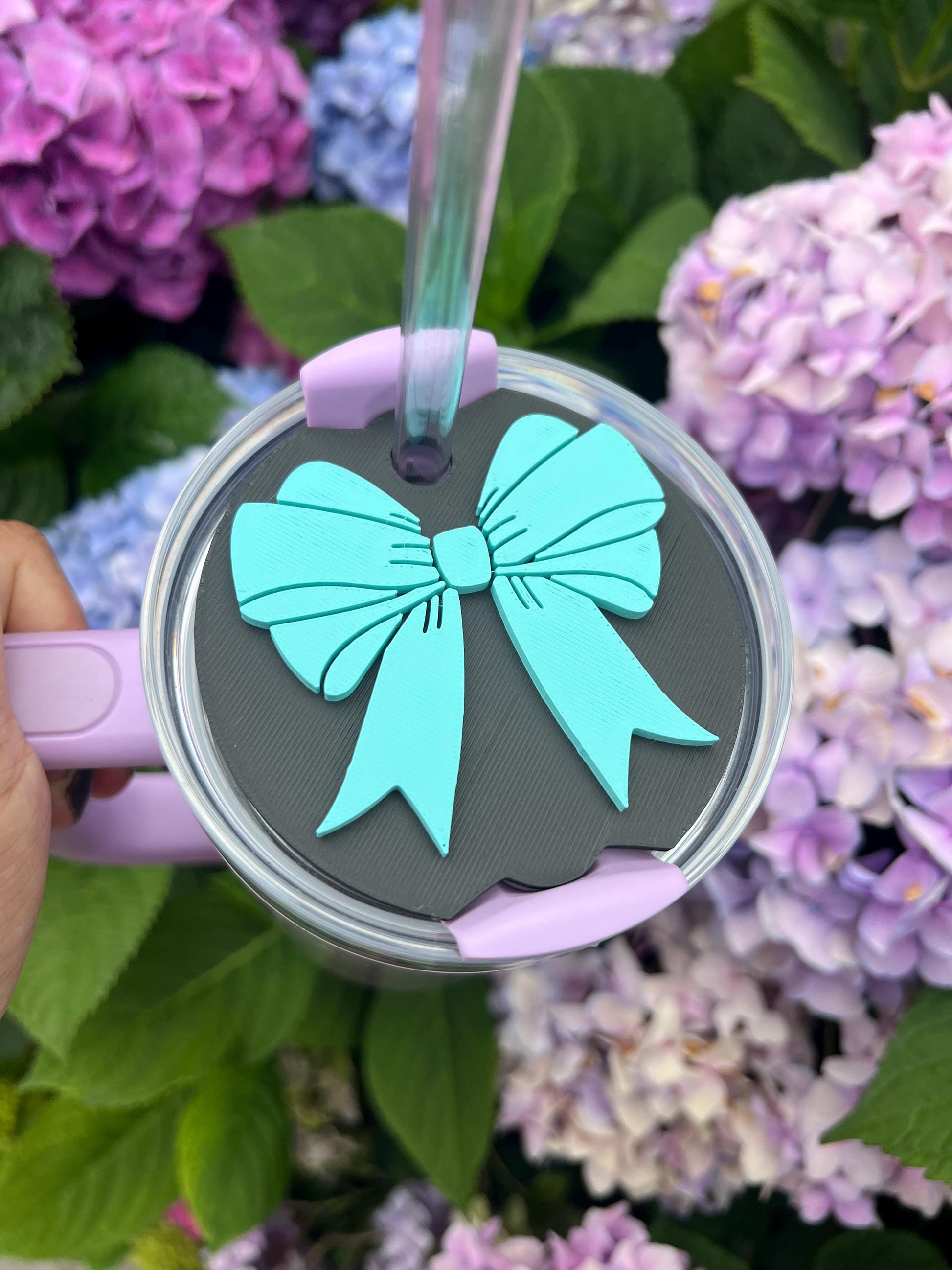 3D Printed Coquette Bow Straw Topper: Girly Stanley Tumbler Accessory by Lina Loves Two, handmade in Los Angeles CA