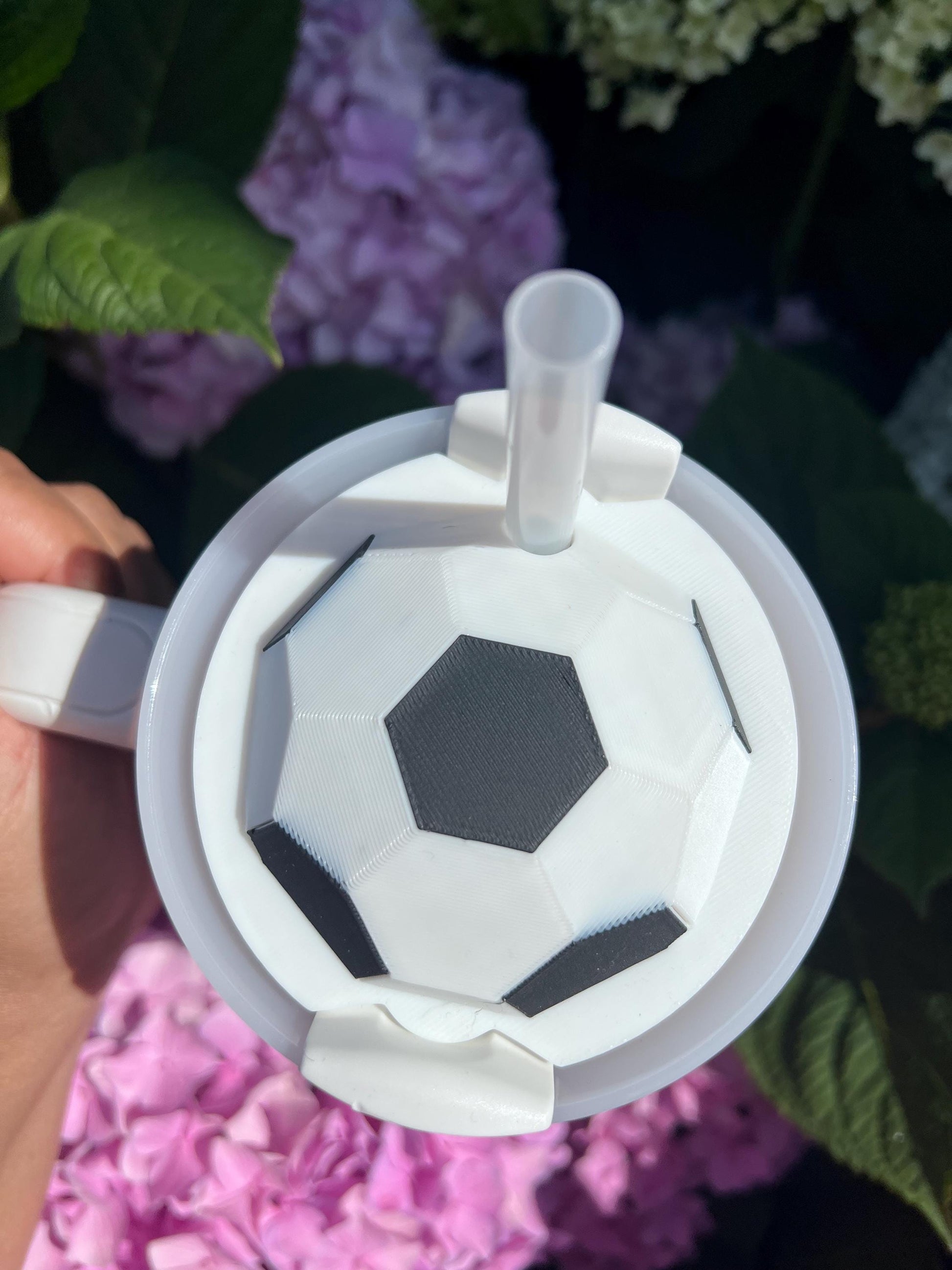 3D Printed Soccer Straw Topper: Stanley Tumbler Accessory by Lina Loves Two, handmade in Los Angeles CA