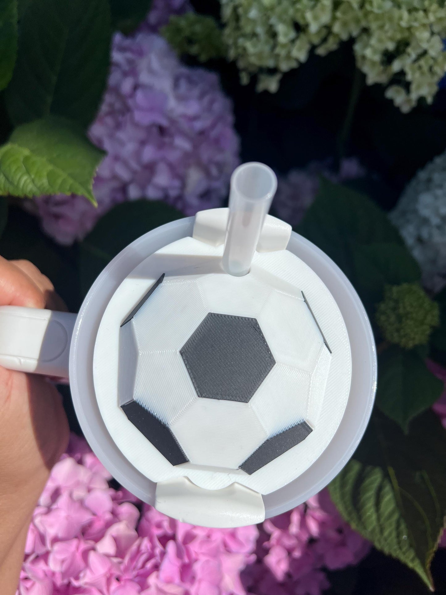 3D Printed Soccer Straw Topper: Stanley Tumbler Accessory by Lina Loves Two, handmade in Los Angeles CA