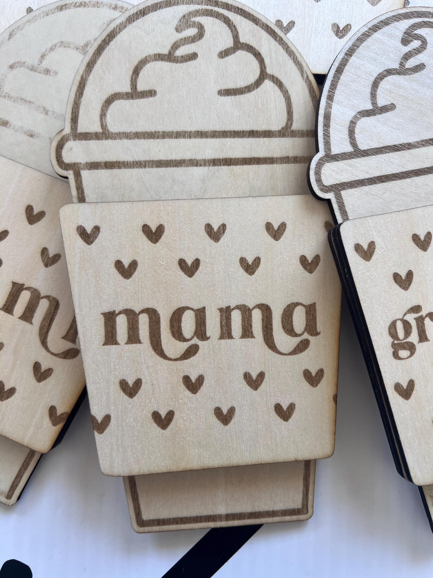 Wooden Heart Frappuccino Gift Card Holder – Mom, Mama, Grandma, Gigi, Lolo – Laser Cut File – + XCS by Lina Loves Two, handmade in Los Angeles CA