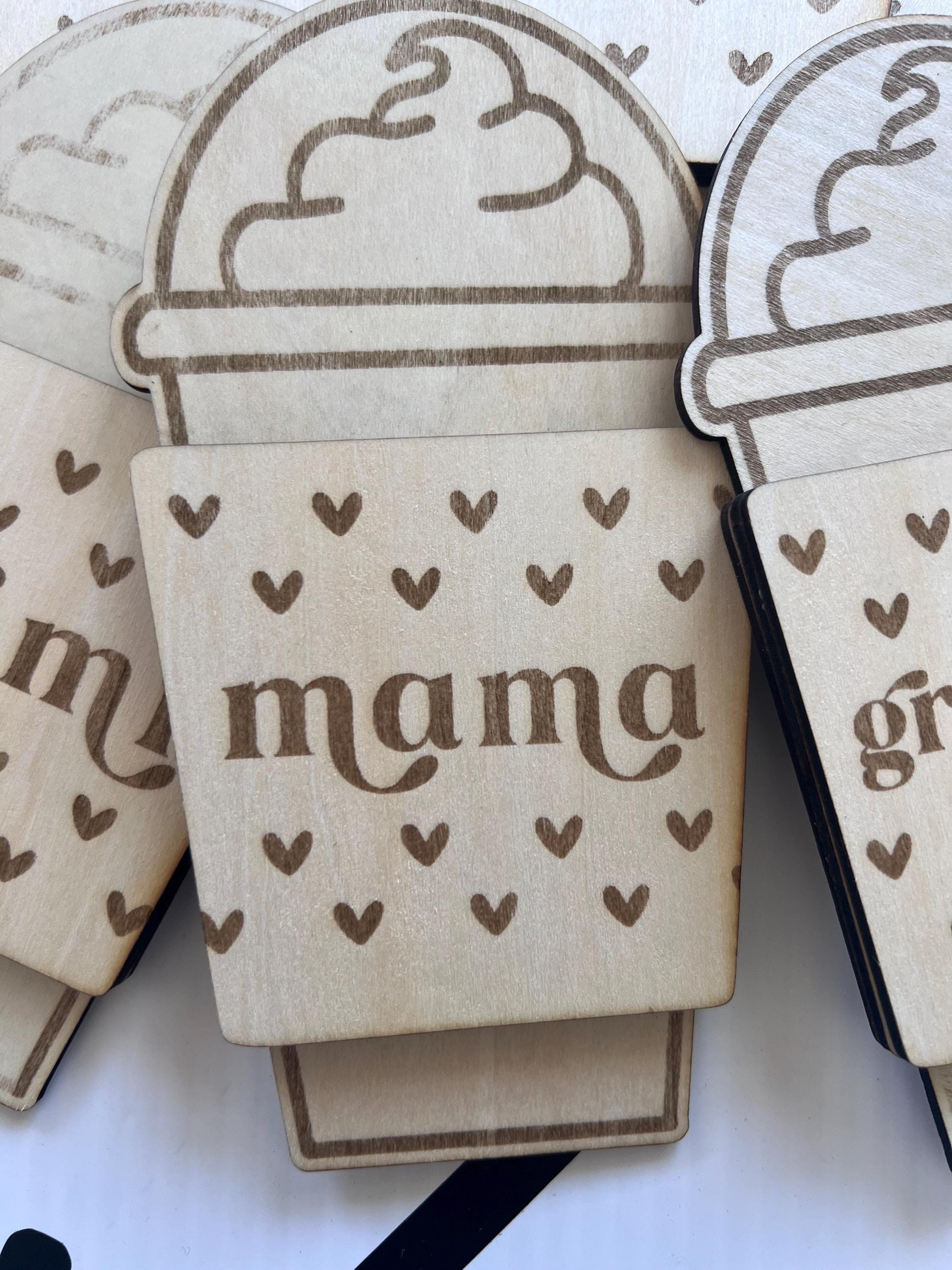 Wooden Heart Frappuccino Gift Card Holder – Mom, Mama, Grandma, Gigi, Lolo – Laser Cut File – + XCS by Lina Loves Two, handmade in Los Angeles CA