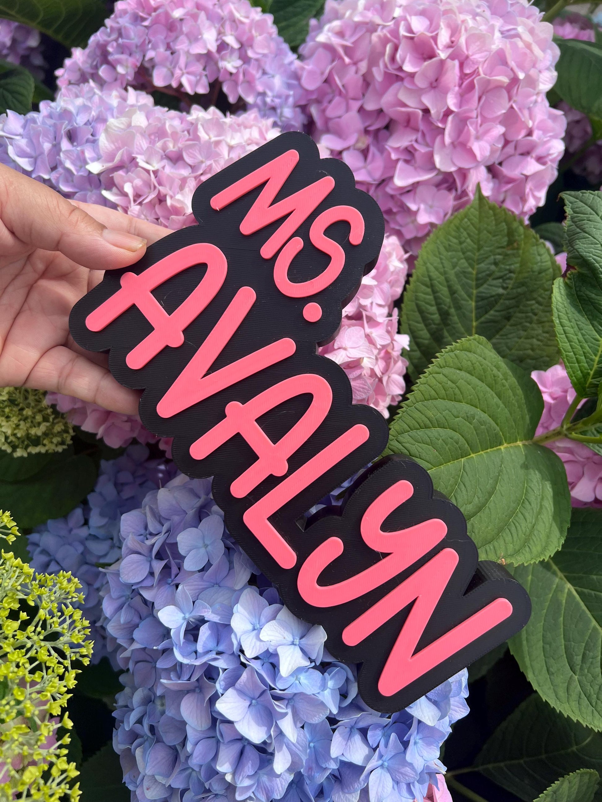 Personalized 3D Teacher Desk Name Sign: Custom Classroom Decor by Lina Loves Two, handmade in Los Angeles CA