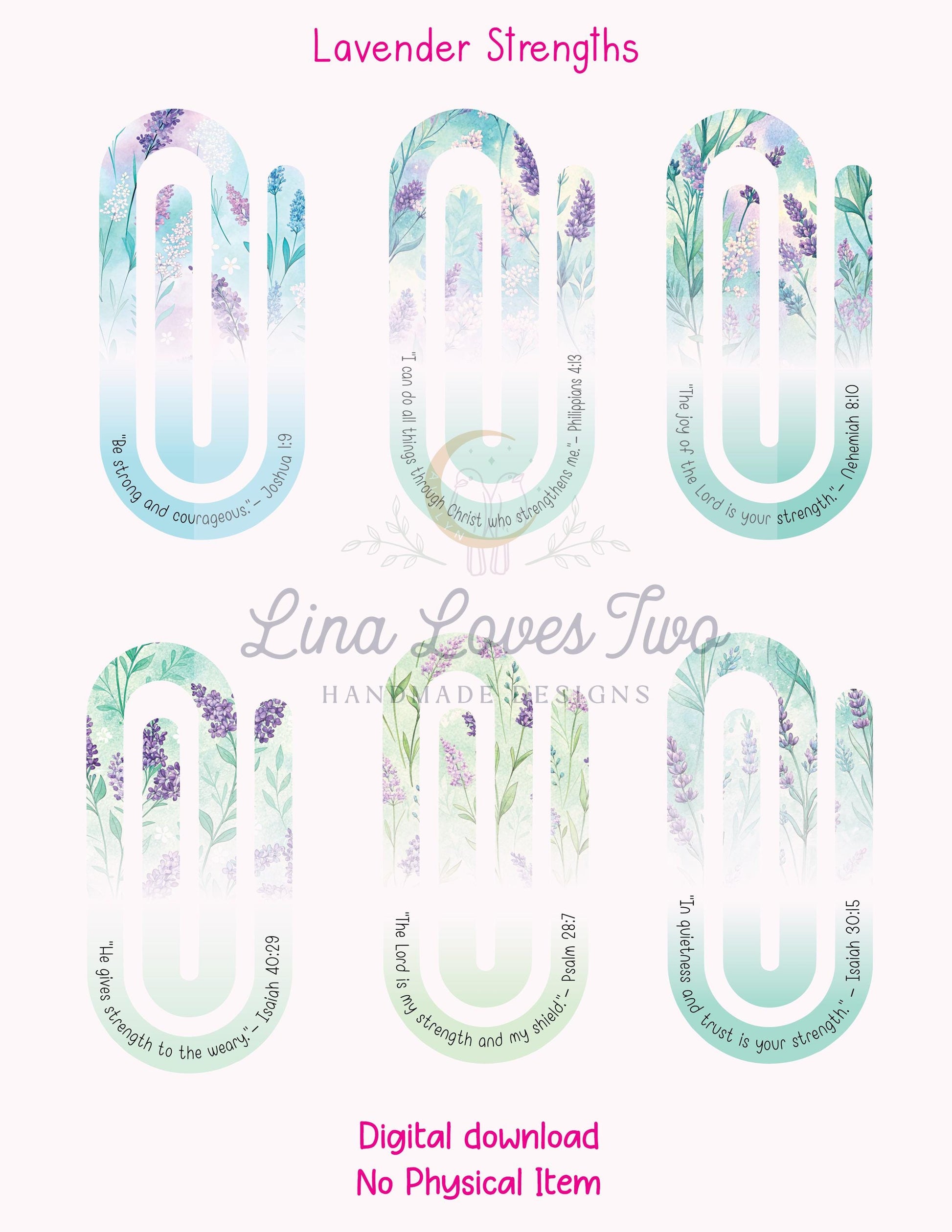 Lavender Scriptures Jumbo Paperclip PNG | Christian Sublimation for Jumbo Paperclip PNG | Faith | Lavender Theme | Short Bible Verses