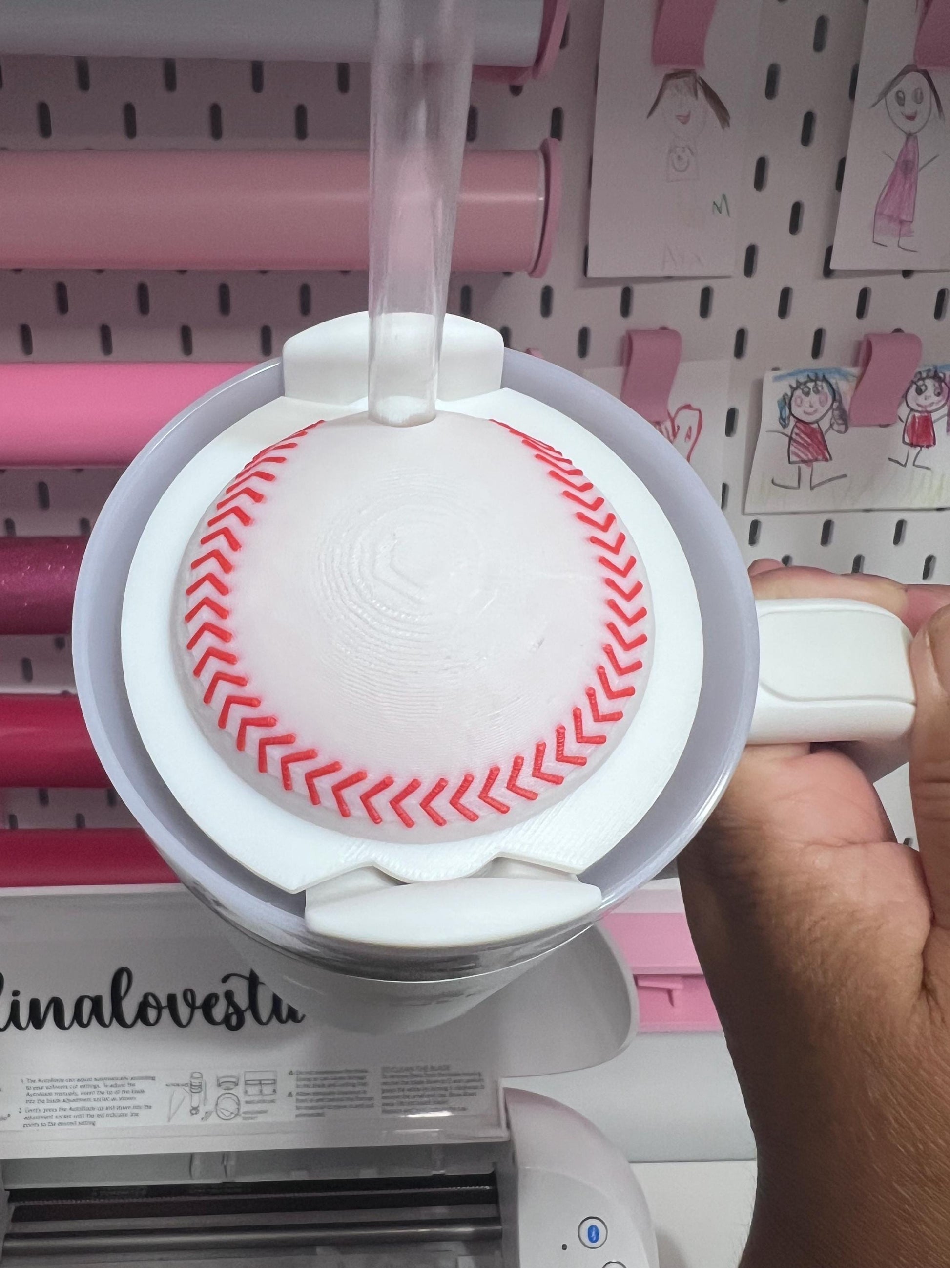 3D Basketball Stanley Cup Topper File: Game Day Tumbler Accessory ( ) by Lina Loves Two, handmade in Los Angeles CA