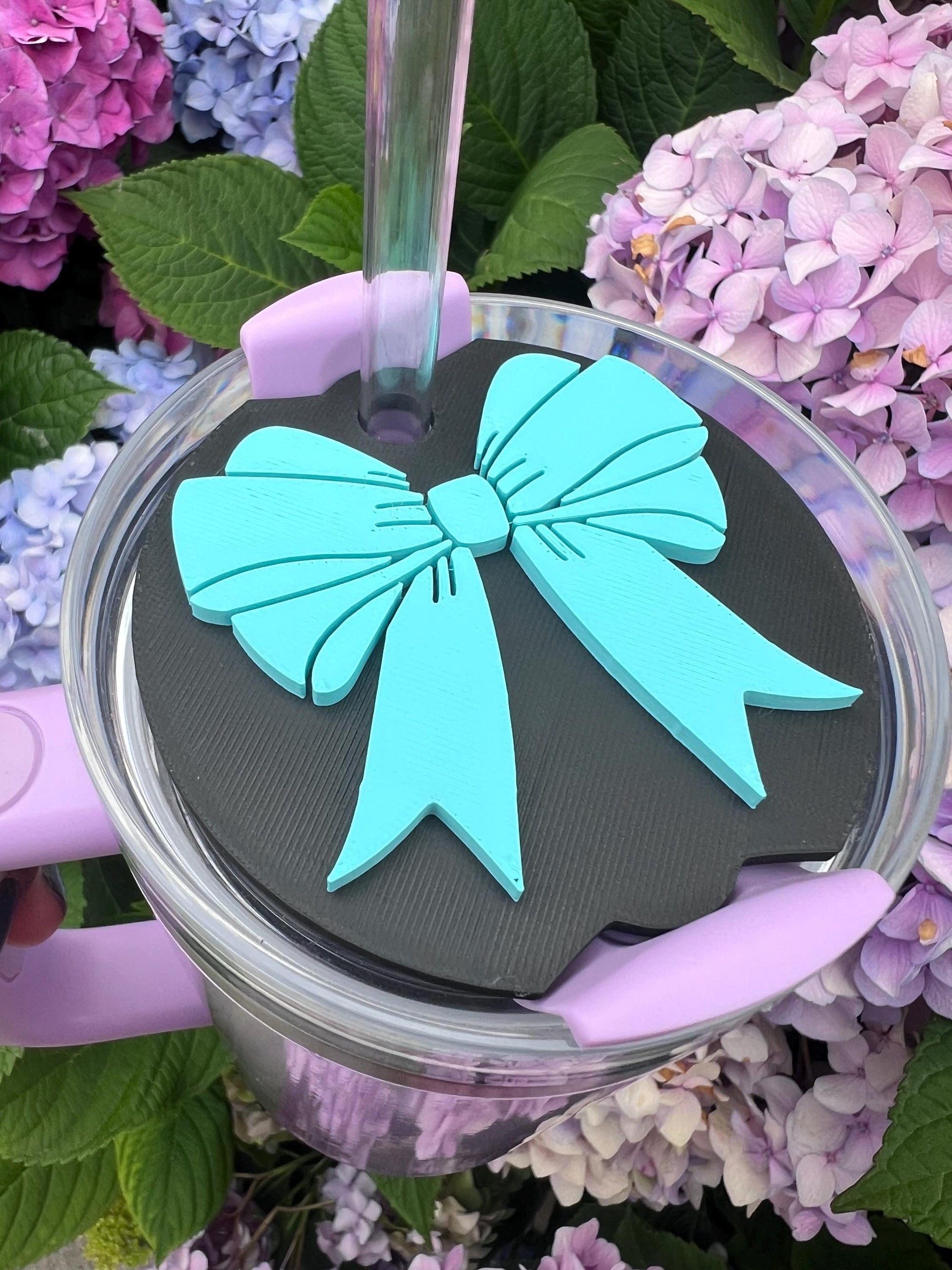 3D Printed Coquette Bow Straw Topper: Girly Stanley Tumbler Accessory by Lina Loves Two, handmade in Los Angeles CA