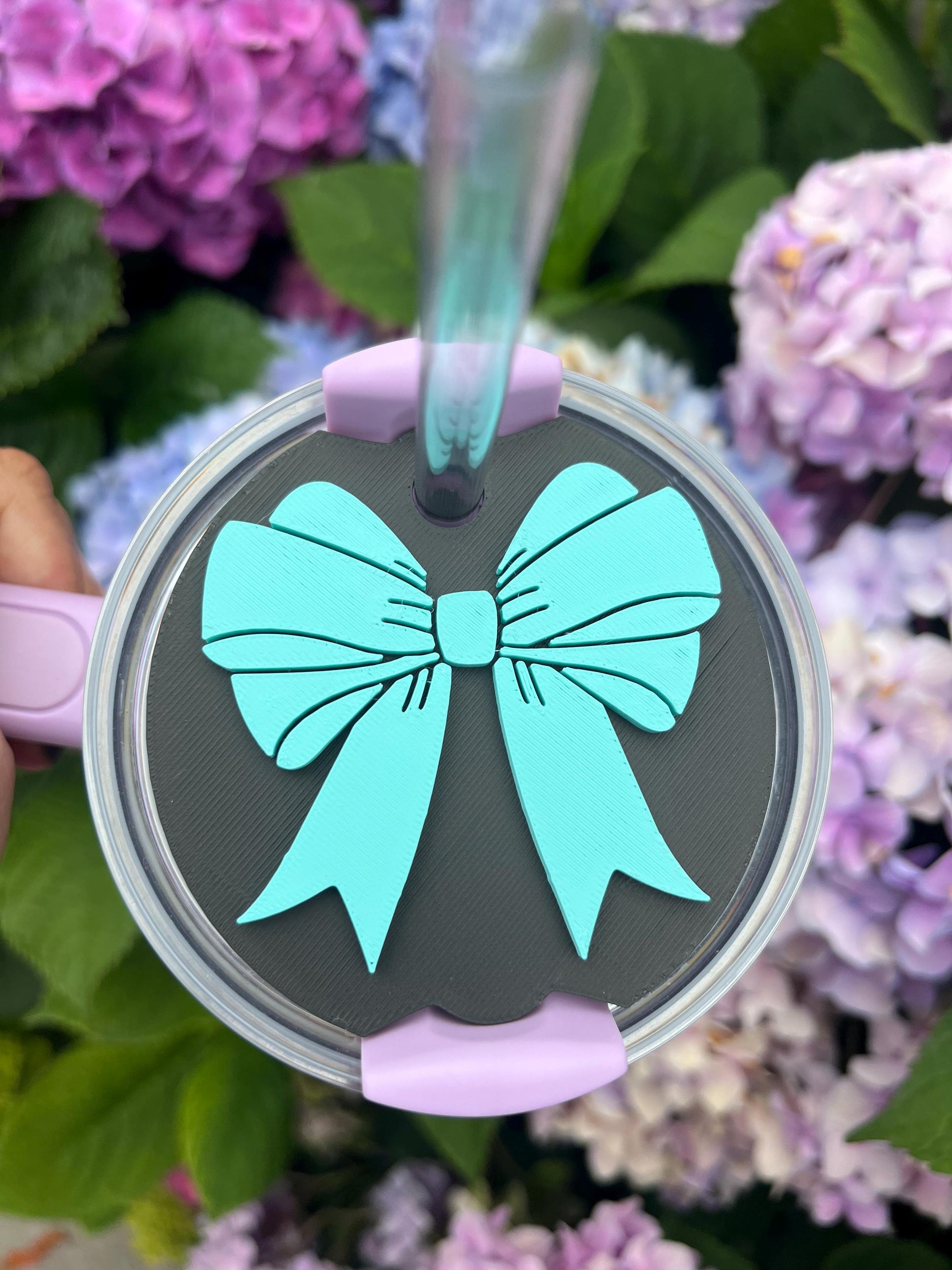 3D Printed Coquette Bow Straw Topper: Girly Stanley Tumbler Accessory by Lina Loves Two, handmade in Los Angeles CA