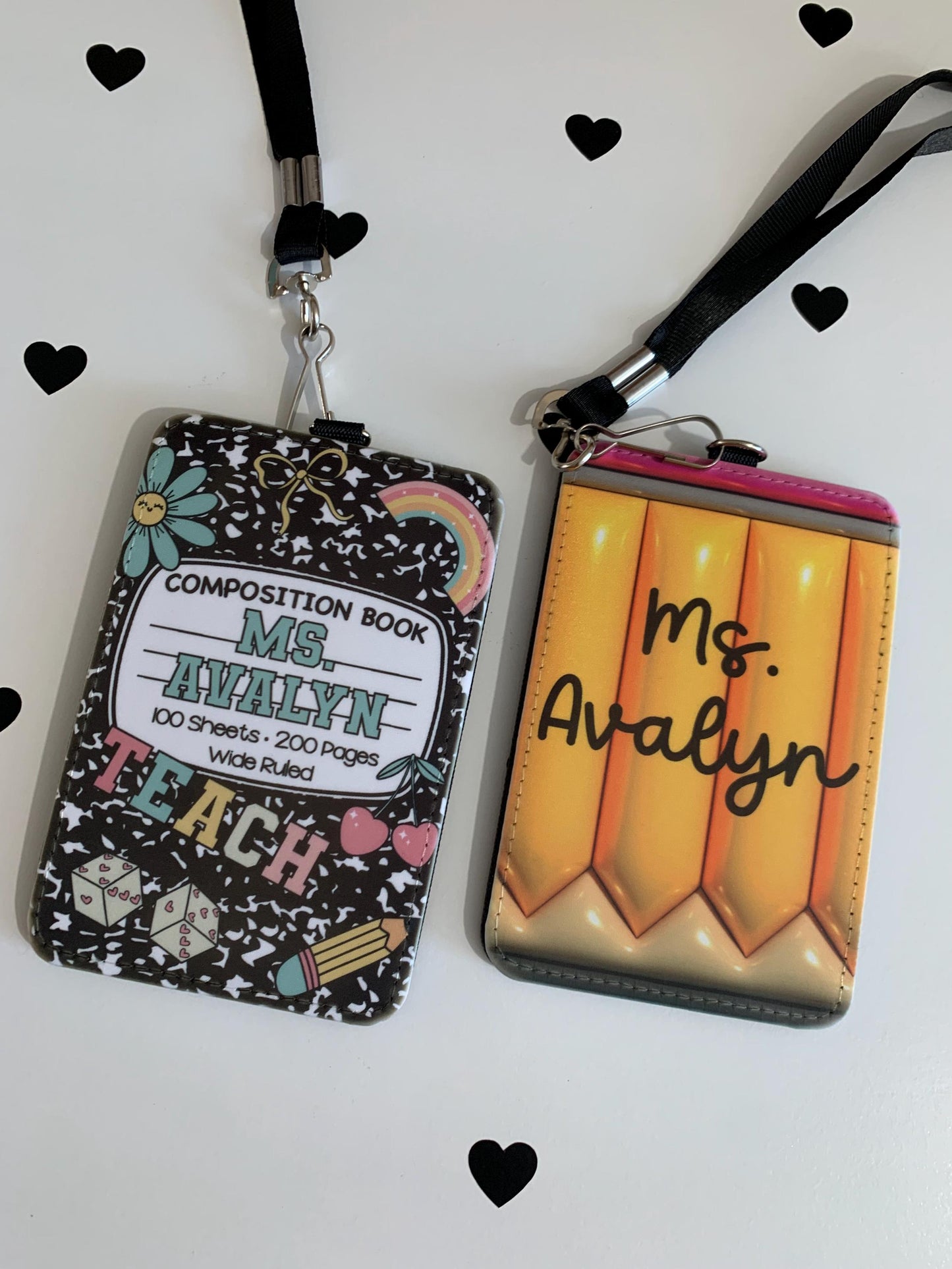 Personalized Teacher ID Badge Holder – Faux Leather Teacher Lanyard With Name Tag | Teacher Gift