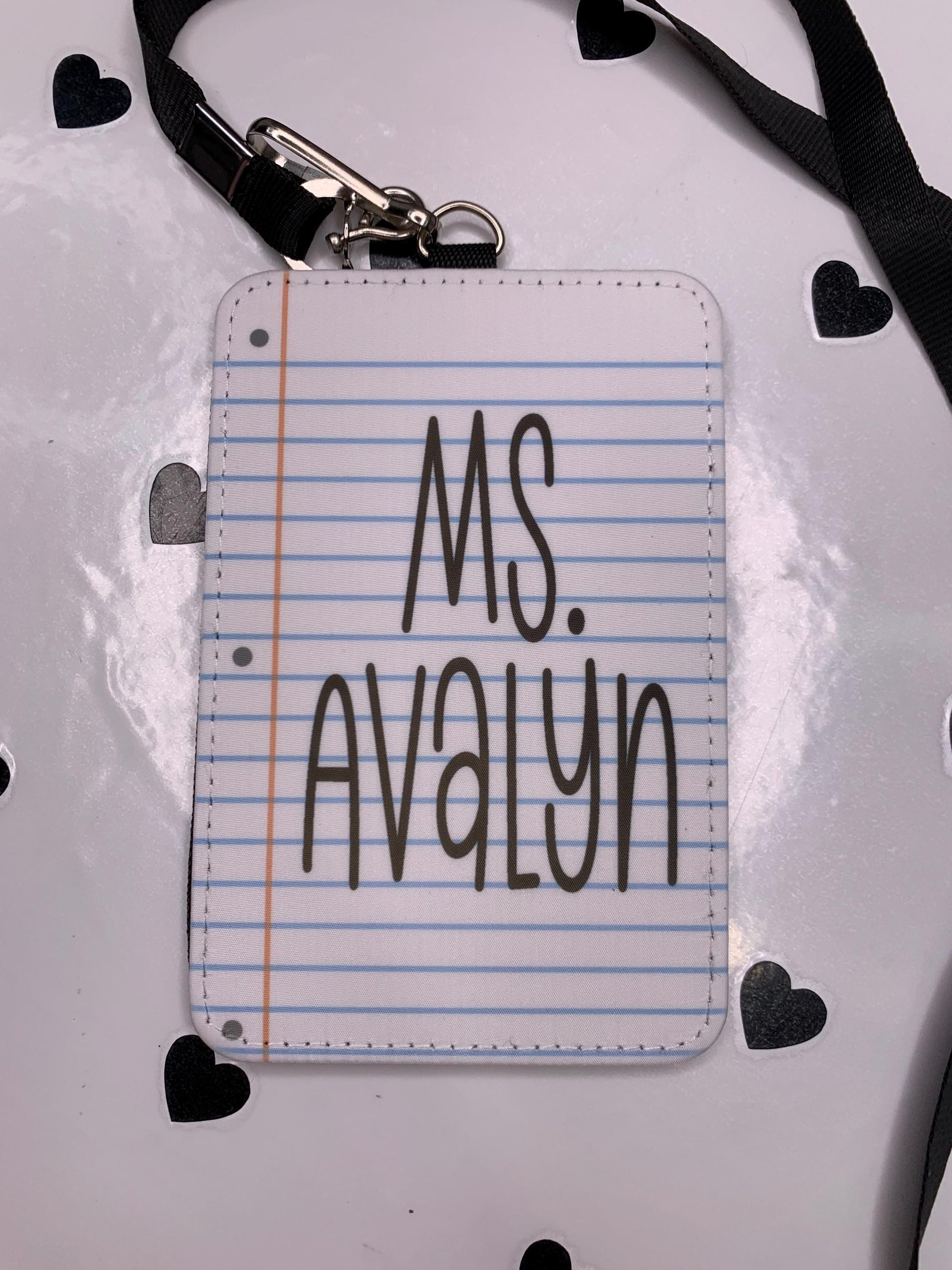 “Personalized lined paper ID badge holder for teachers”

“Custom name badge with matching lanyard”

“Back-to-school classroom lanyard gift for staff”