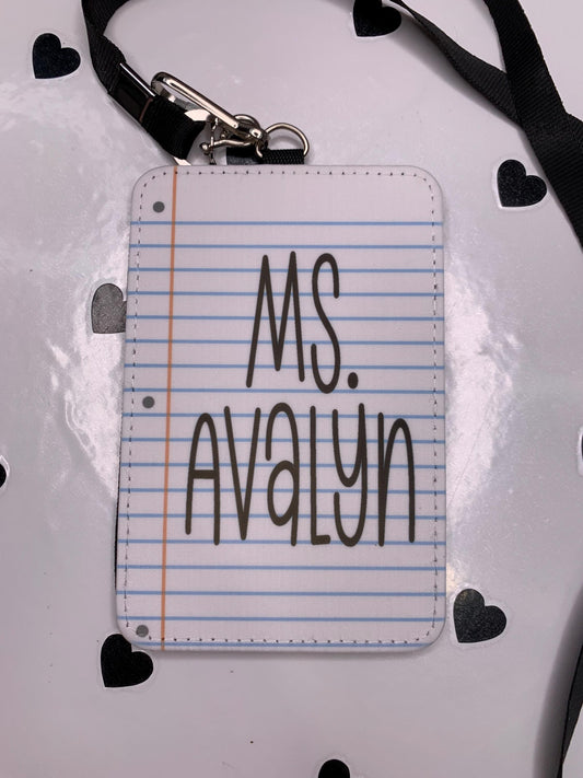 “Personalized lined paper ID badge holder for teachers”

“Custom name badge with matching lanyard”

“Back-to-school classroom lanyard gift for staff”