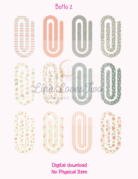 Boho 2 Theme Jumbo Paperclip PNG for Sublimation – Instant Digital Download