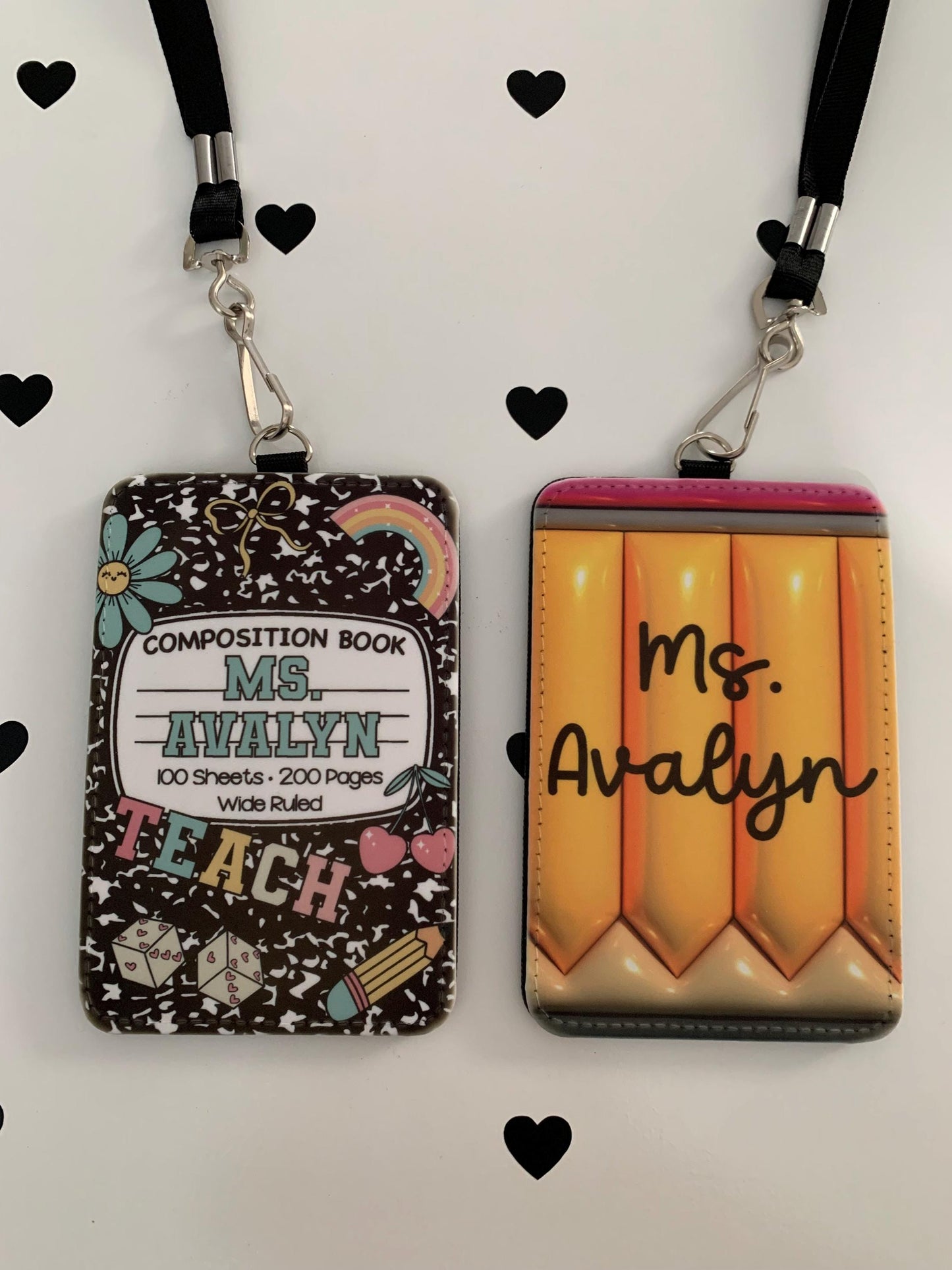 “Personalized leather teacher ID badge holder with lanyard”

“Custom name tag teacher lanyard gift”

“Back to school teacher ID holder”