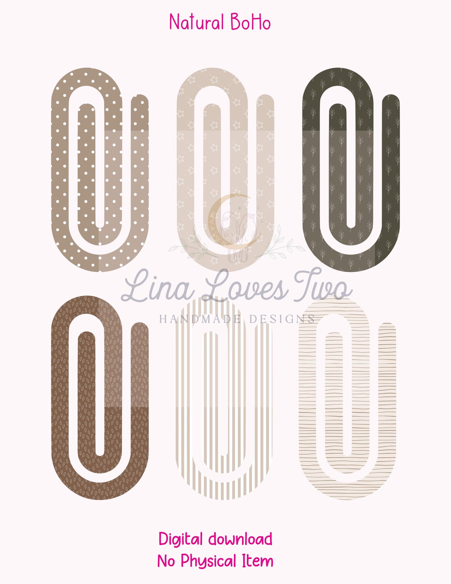 Natural Boho Theme Jumbo Paperclip for – Instant by Lina Loves Two, handmade in Los Angeles CA