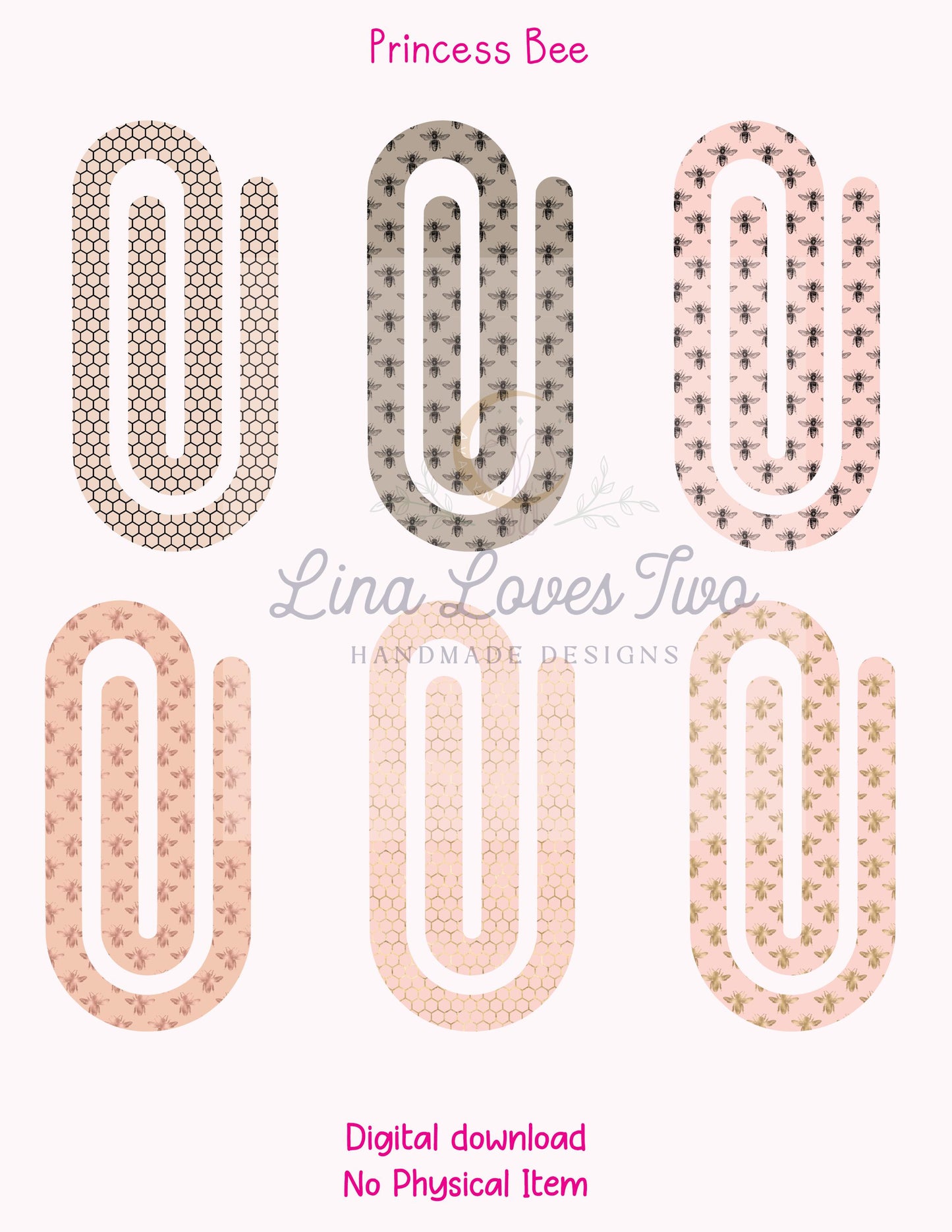 Princess Bee Theme Jumbo Paperclip for – Instant by Lina Loves Two, handmade in Los Angeles CA