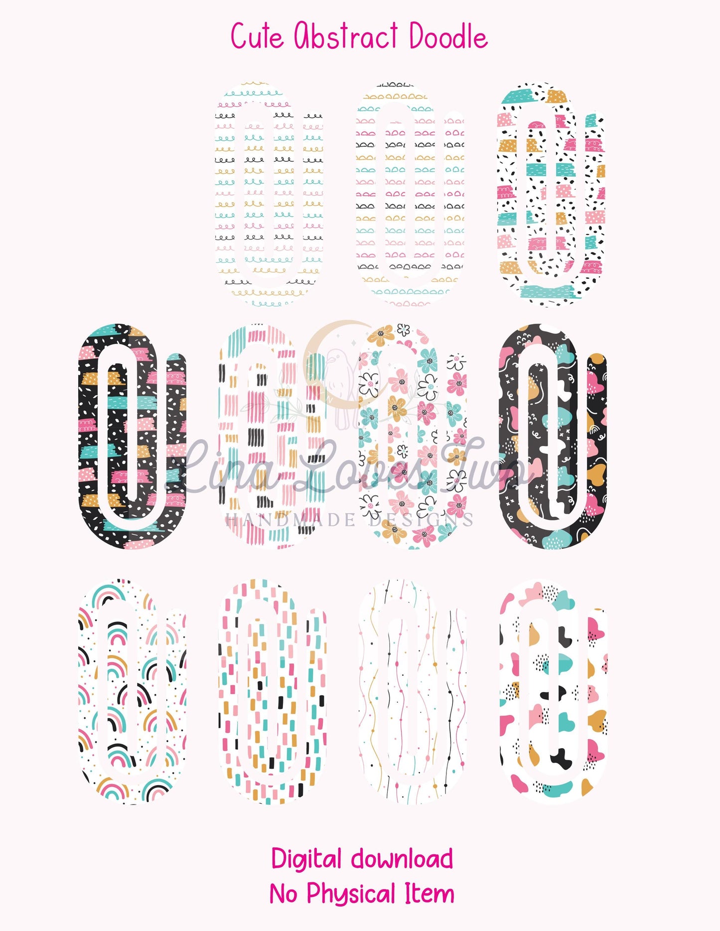 Abstract Doodle Jumbo Paperclip : Design ( by Lina Loves Two, handmade in Los Angeles CA