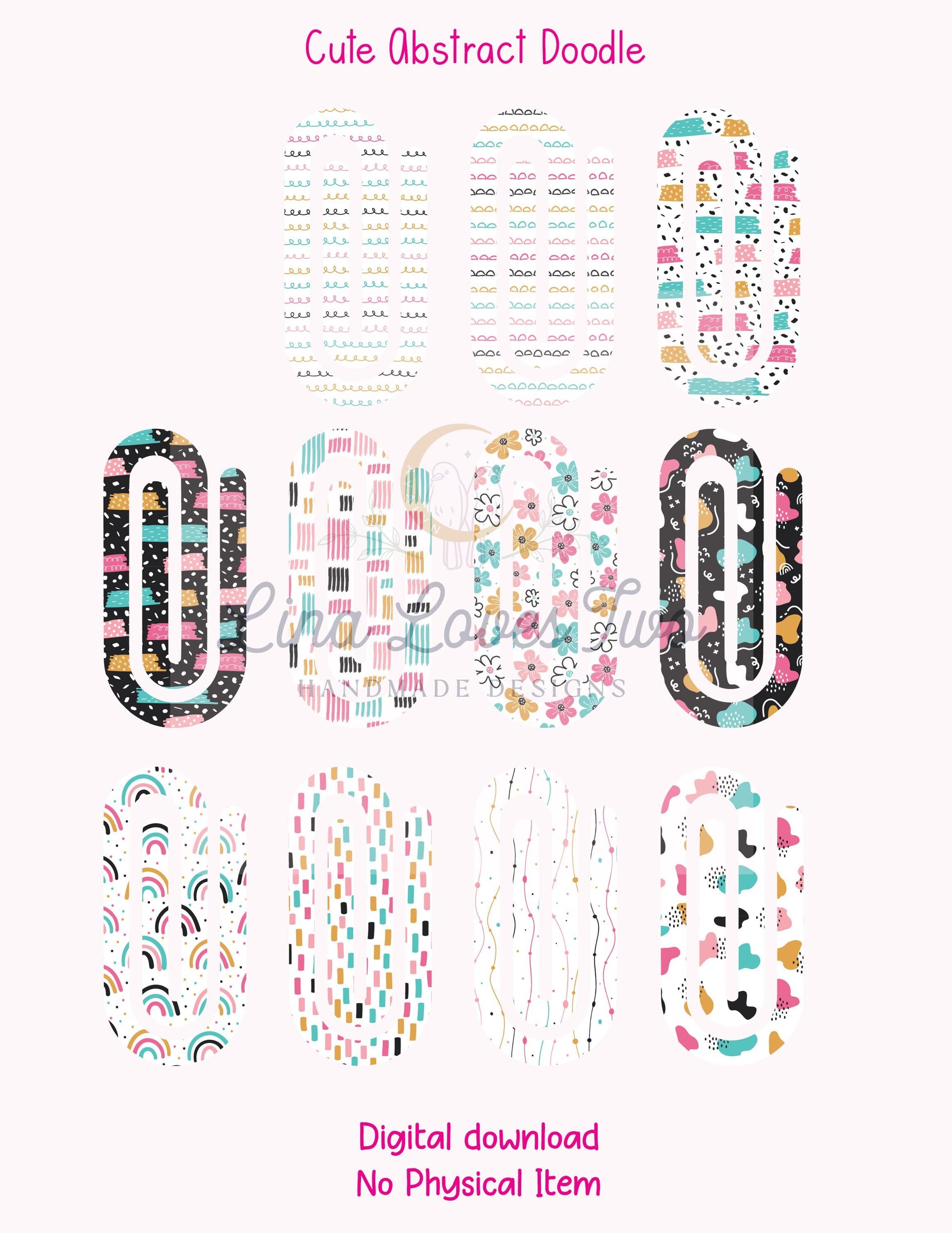 Abstract Doodle Jumbo Paperclip : Design ( by Lina Loves Two, handmade in Los Angeles CA