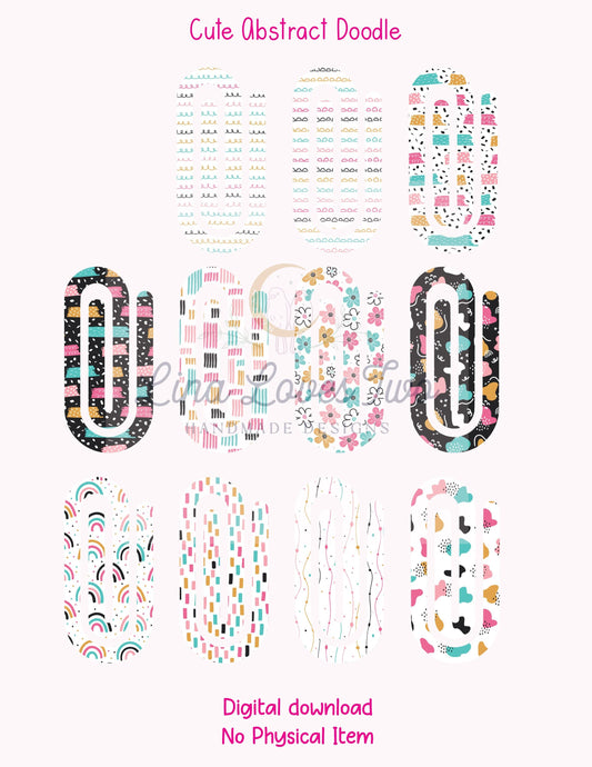 Cute Abstract Doodle Theme Jumbo Paperclip PNG for Sublimation – Instant Digital Download
