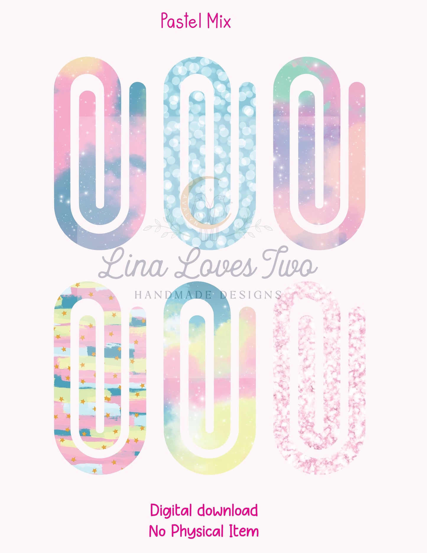 Pastel Mix Theme Jumbo Paperclip for – Instant by Lina Loves Two, handmade in Los Angeles CA