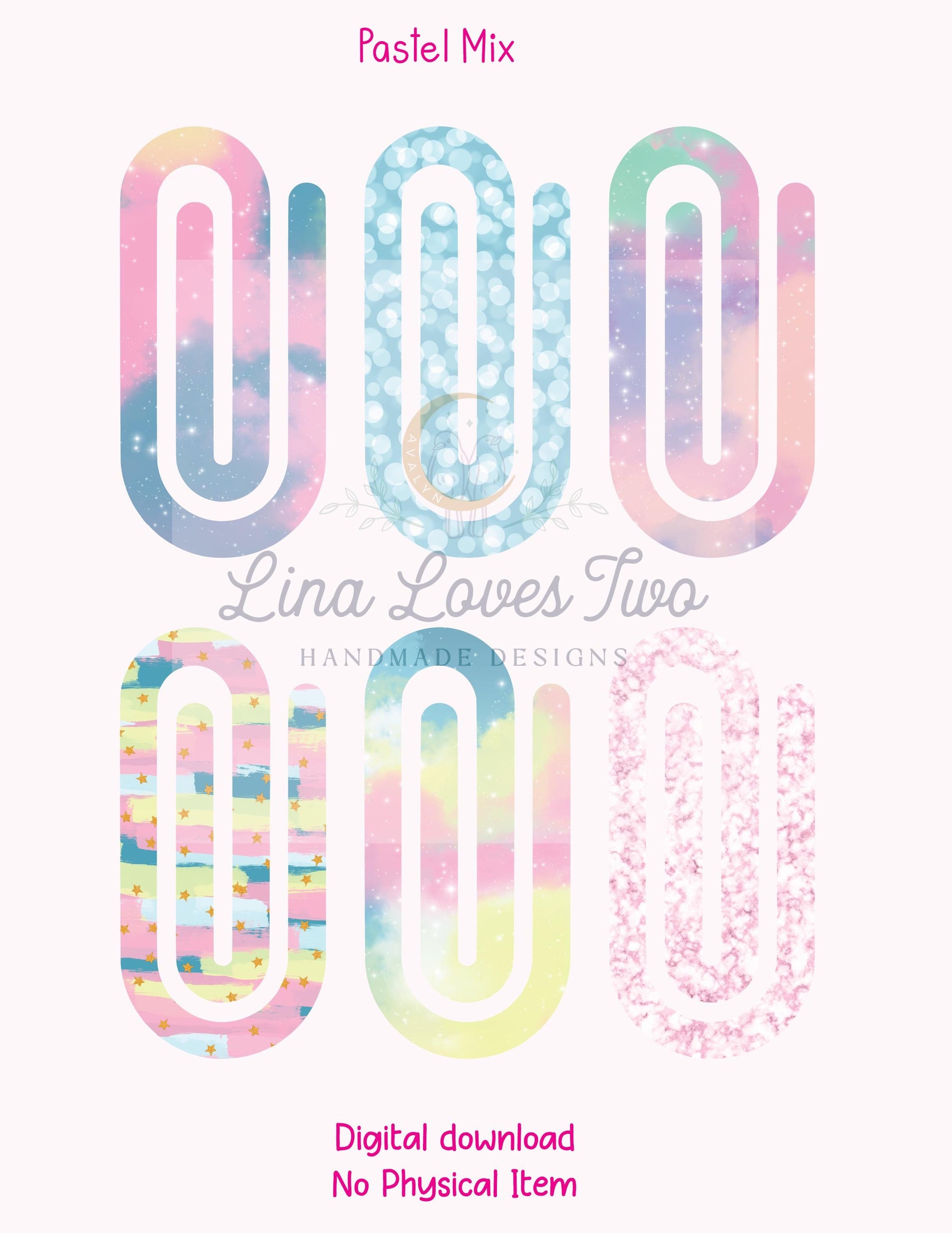 Pastel Mix Theme Jumbo Paperclip for – Instant by Lina Loves Two, handmade in Los Angeles CA