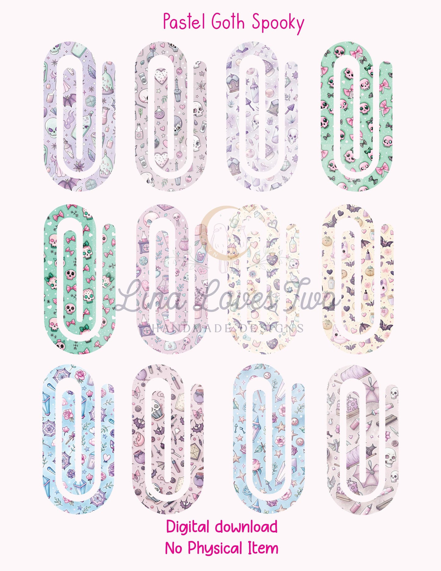 Pastel Goth Spooky 1 Theme Jumbo Paperclip for – Instant by Lina Loves Two, handmade in Los Angeles CA