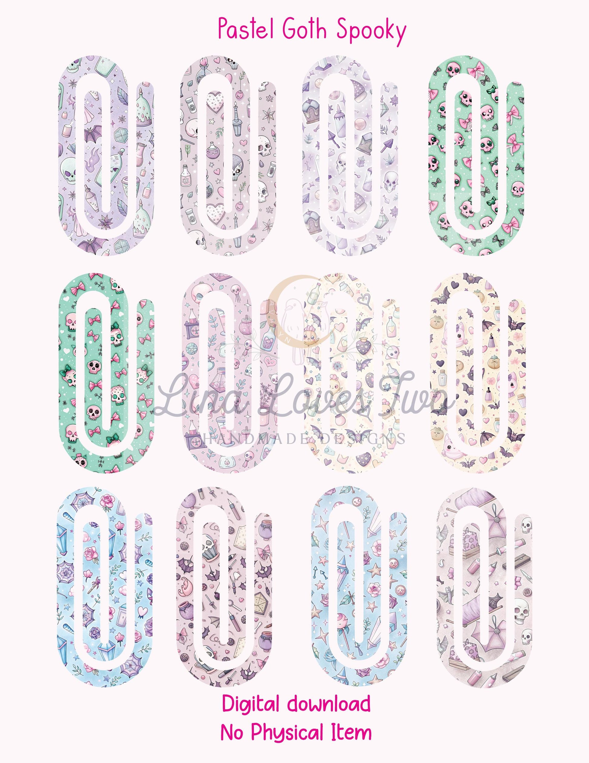 Pastel Goth Spooky 1 Theme Jumbo Paperclip for – Instant by Lina Loves Two, handmade in Los Angeles CA