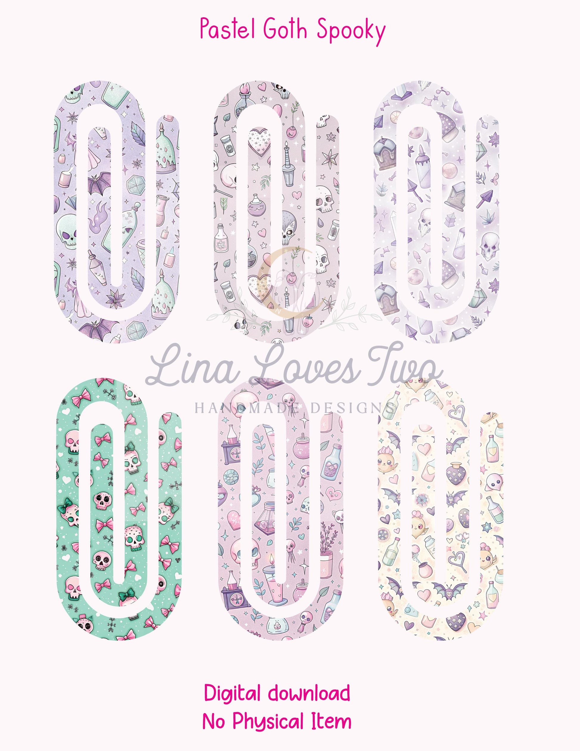 Pastel Goth Spooky 1 Theme Jumbo Paperclip for – Instant by Lina Loves Two, handmade in Los Angeles CA