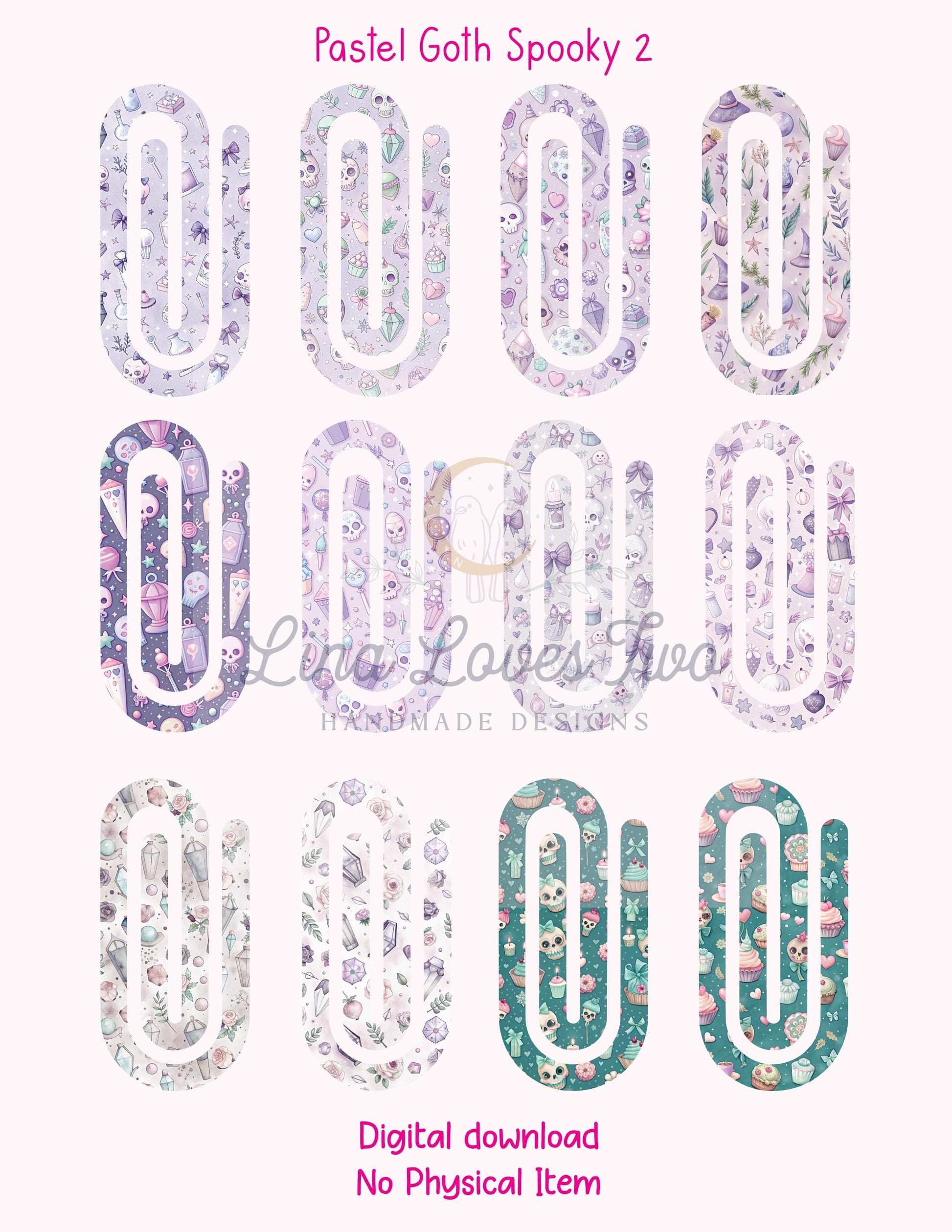 Pastel Goth Spooky 2 Theme Jumbo Paperclip for – Instant by Lina Loves Two, handmade in Los Angeles CA