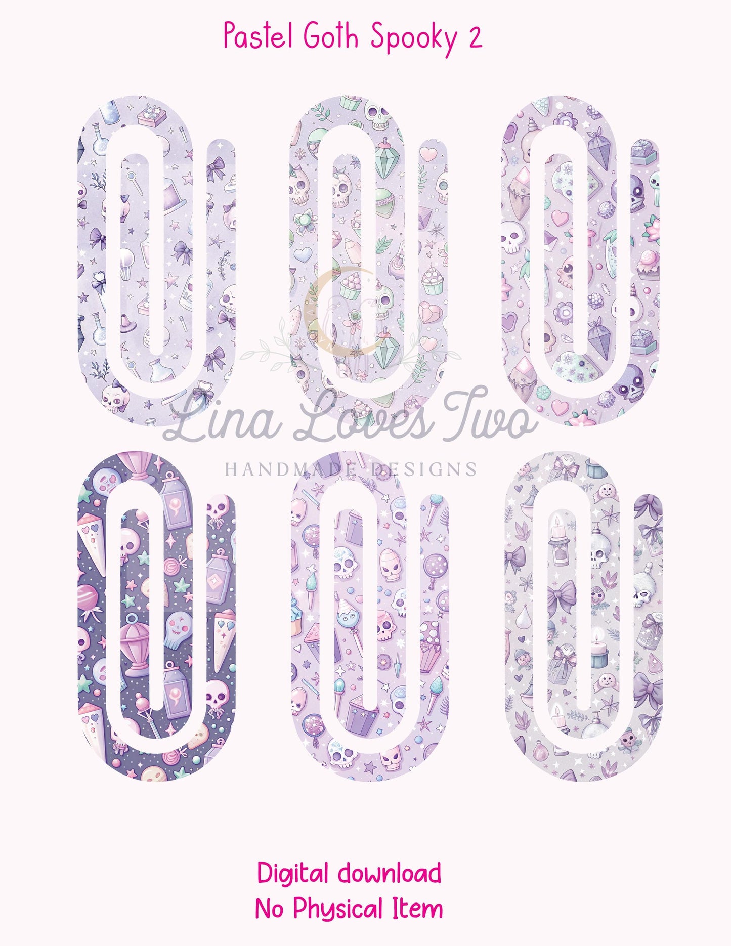 Pastel Goth Spooky 2 Theme Jumbo Paperclip for – Instant by Lina Loves Two, handmade in Los Angeles CA