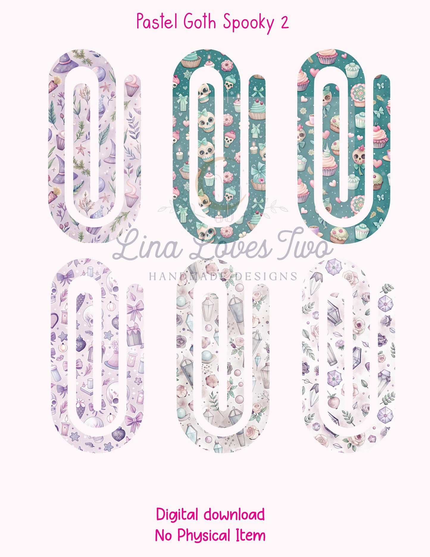 Pastel Goth Spooky 2 Theme Jumbo Paperclip PNG for Sublimation – Instant Digital Download